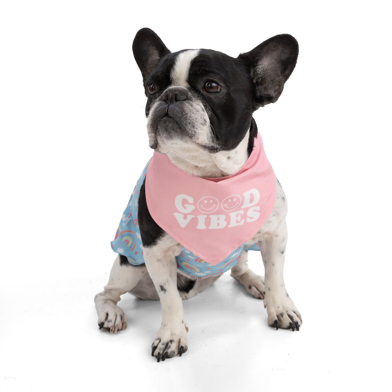 Simply Dog Reversible Good Vibes Dog Bandana, Pink