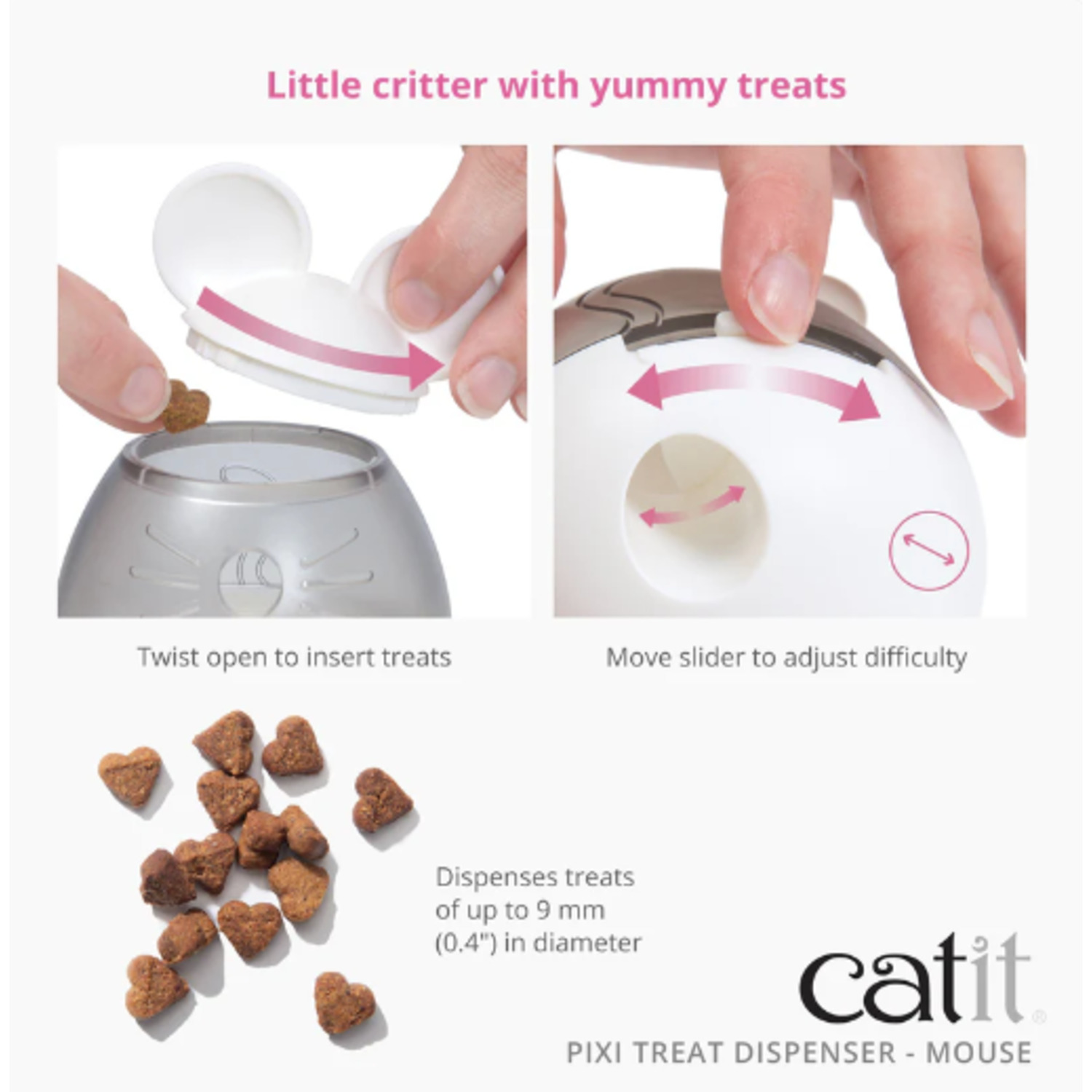 Catit Pixi Treat Dispensing Interactive Cat Toy, Mouse - 3.2"