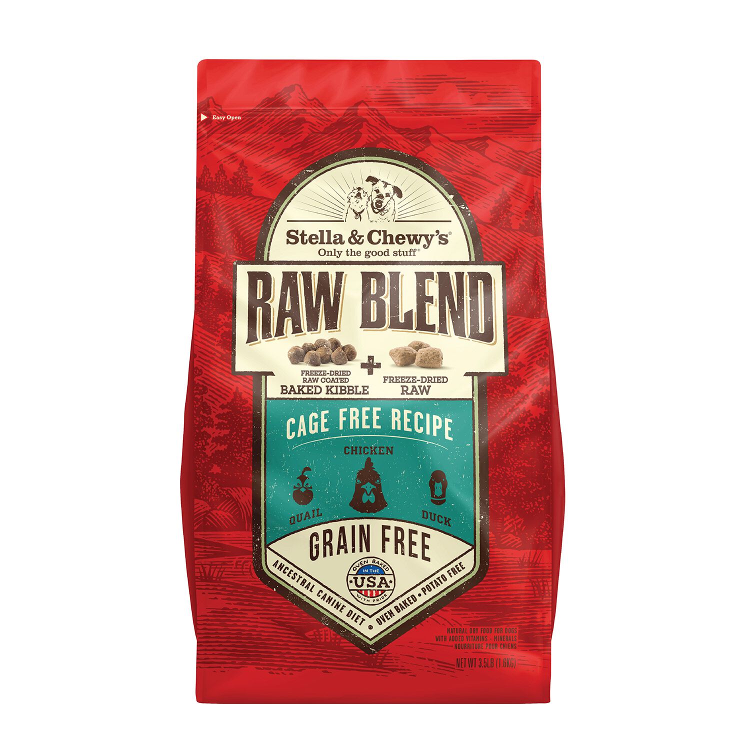 Stella & Chewy's Raw Blend Grain Free Freeze Dried Raw Coated Baked Kibble Dry Dog Food, Cage Free Chicken, Quail, & Duck Recipe