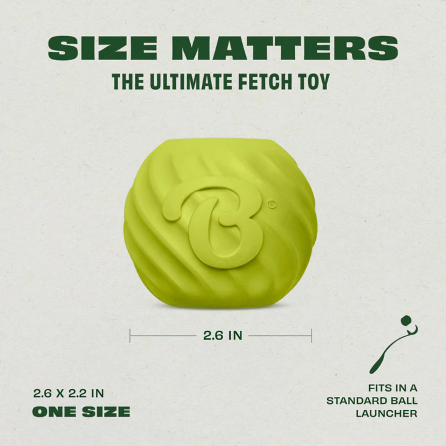 Benebone Rubber Ball Dog Toy, 2.6"