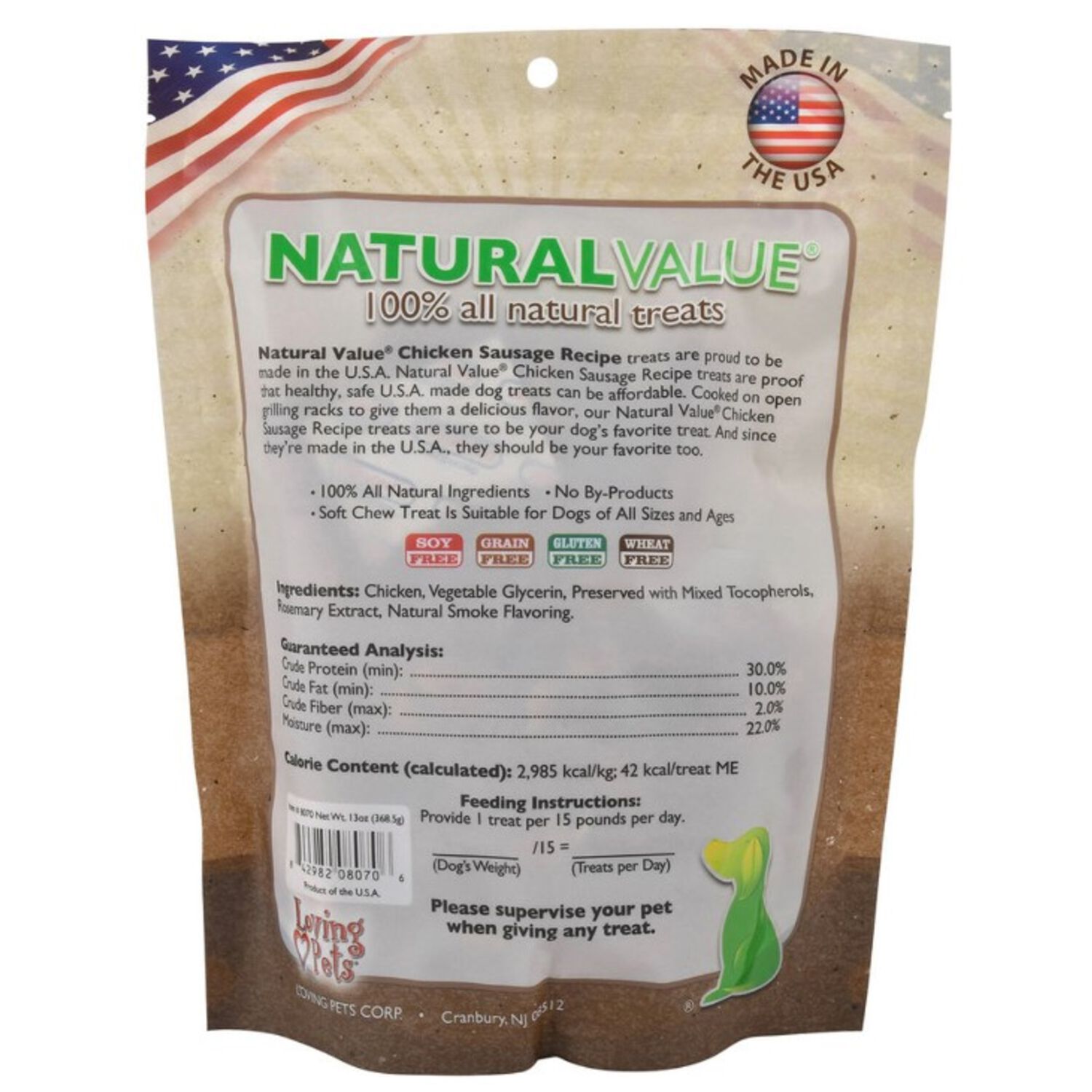 Loving Pets Natural Value Soft Chicken Sausage Dog Treats
