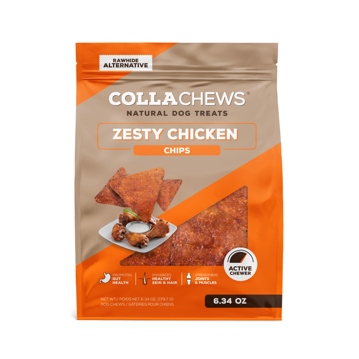 Collachews Collachips Rawhide Alternative Dog Treats, Zesty Chicken Flavor