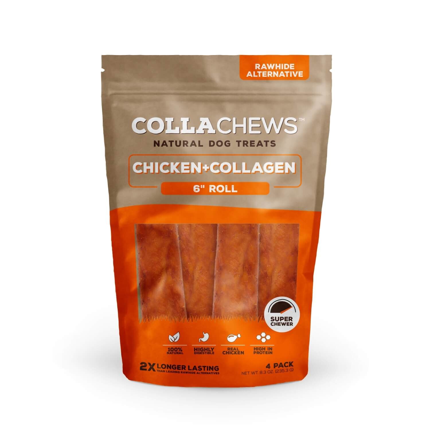 Collachews 6" Collagen Roll Chicken Flavor Dog Treats