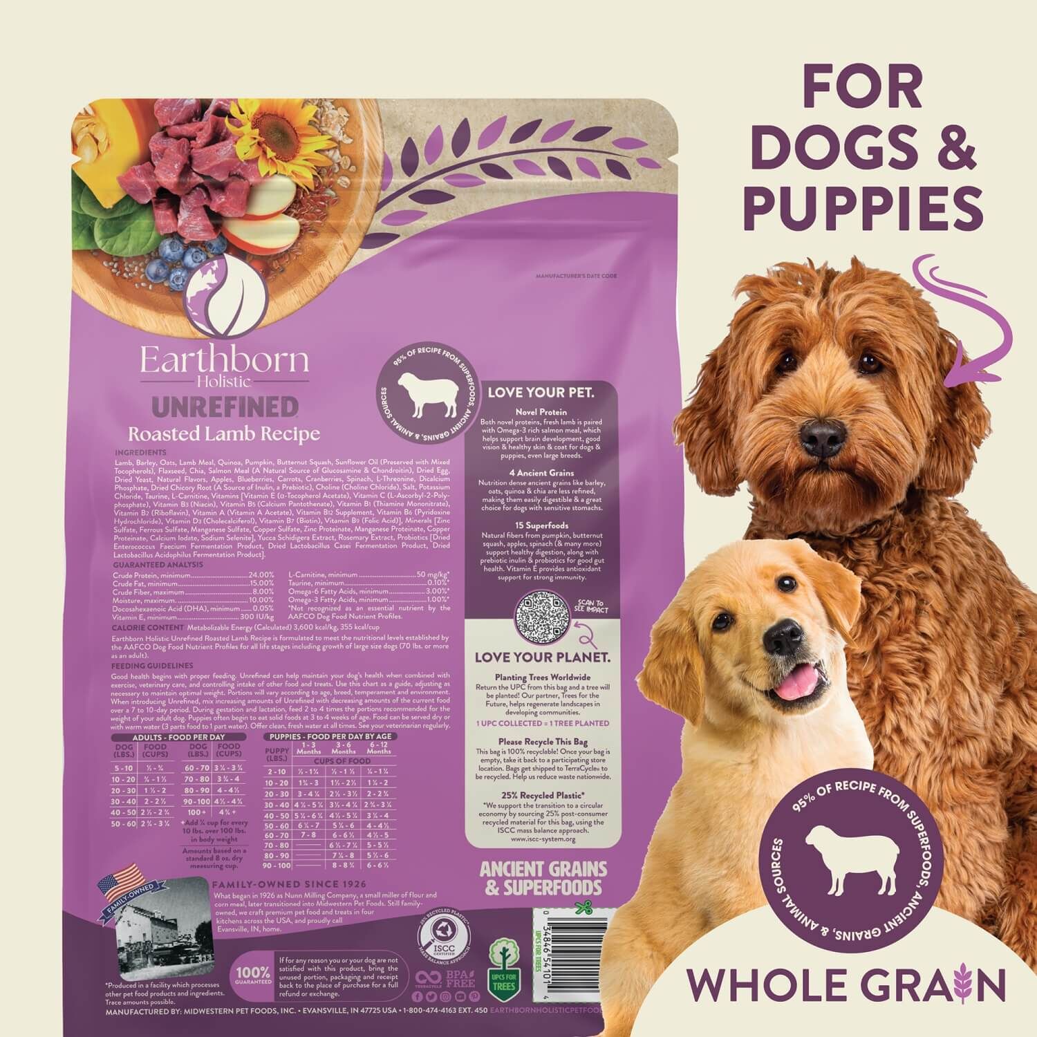 Earthborn Holistic Unrefined Roasted Lamb With Ancient Grains & Superfoods Dry Dog Food
