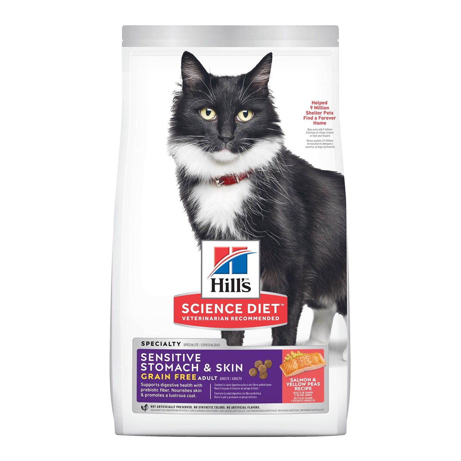 Hill's Science Diet Adult Sensitive Stomach & Skin Grain Free Dry Cat Food, Salmon & Yellow Pea Recipe
