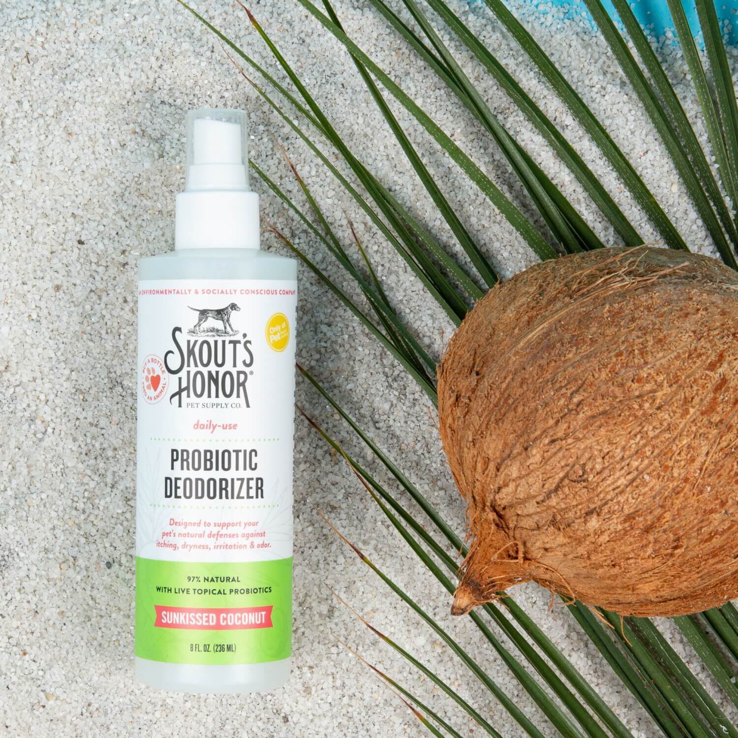 Skout's Honor Probiotic Deodorizer Dog Spray, Sunkissed Coconut, 8Oz