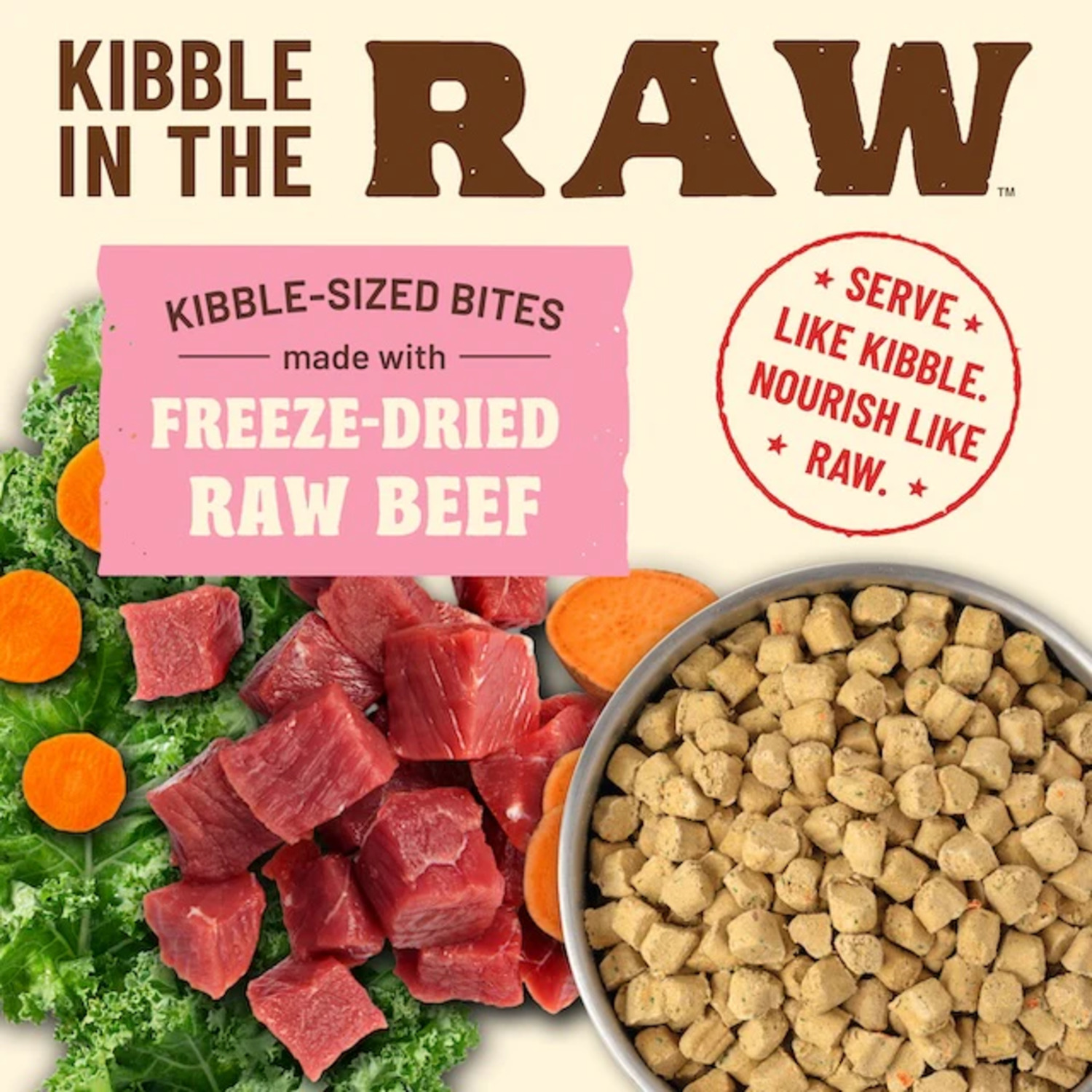 Primal Kibble In The Raw Beef Recipe Freeze-Dried Cat Food, 4Lb