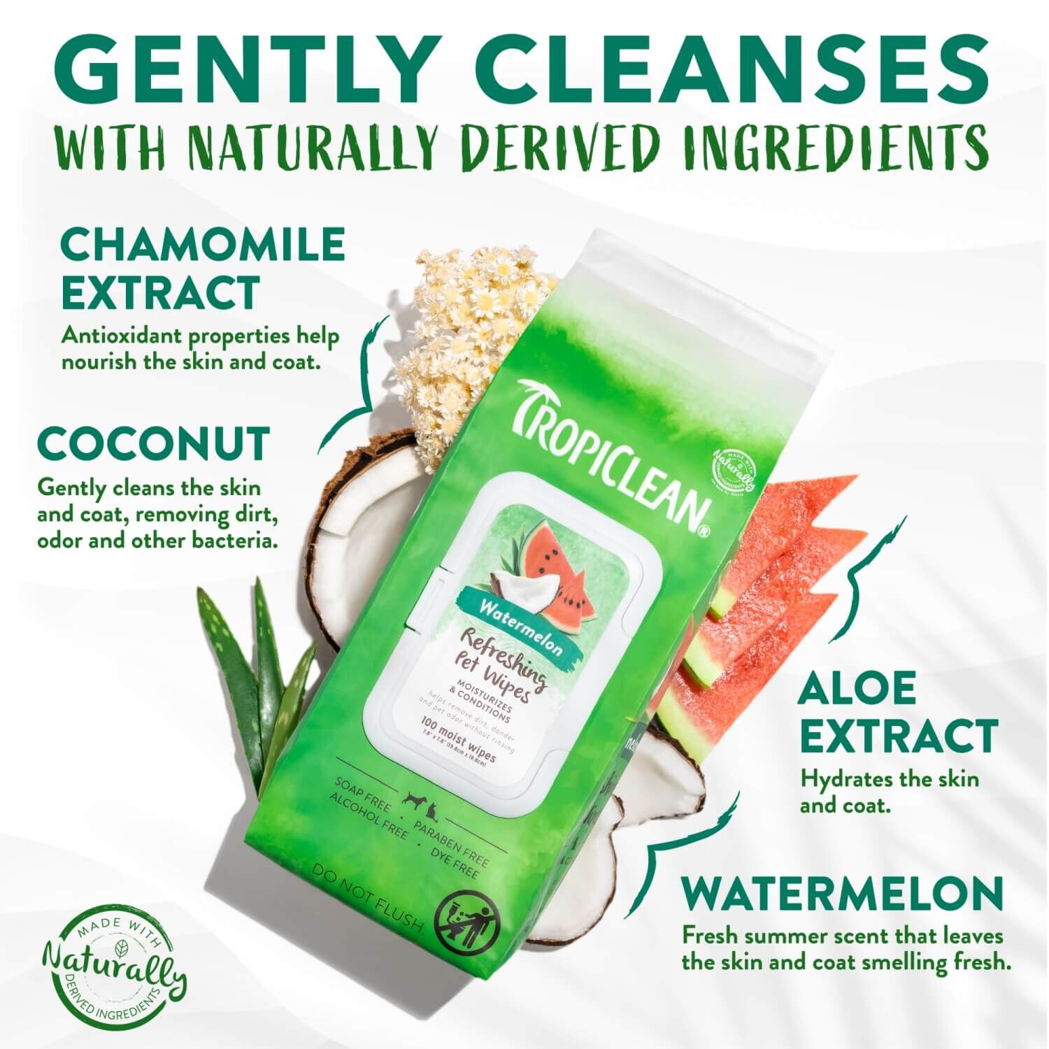 Tropiclean Deep Cleaning Refreshing Watermelon Dog & Cat Pet Wipes