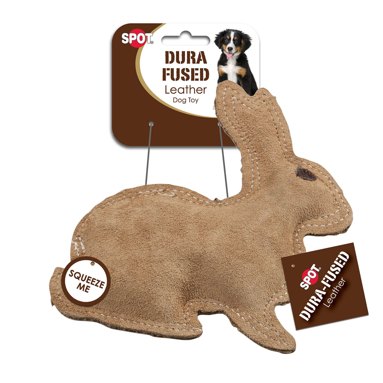 Spot Dura-Fused Leather Rabbit Dog Toy, Small