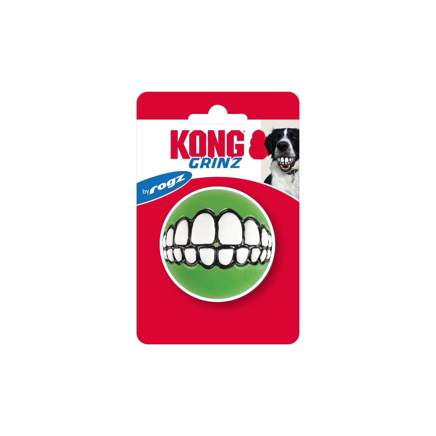 Kong Grinz By Rogz, Fetch And Retrieve Toothy Grin Ball Dog Toy, Assorted Colors