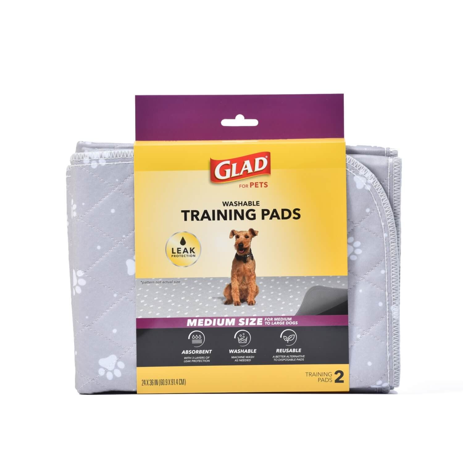 Glad For Pets Washable Training Pads For Dogs - 2 Pack