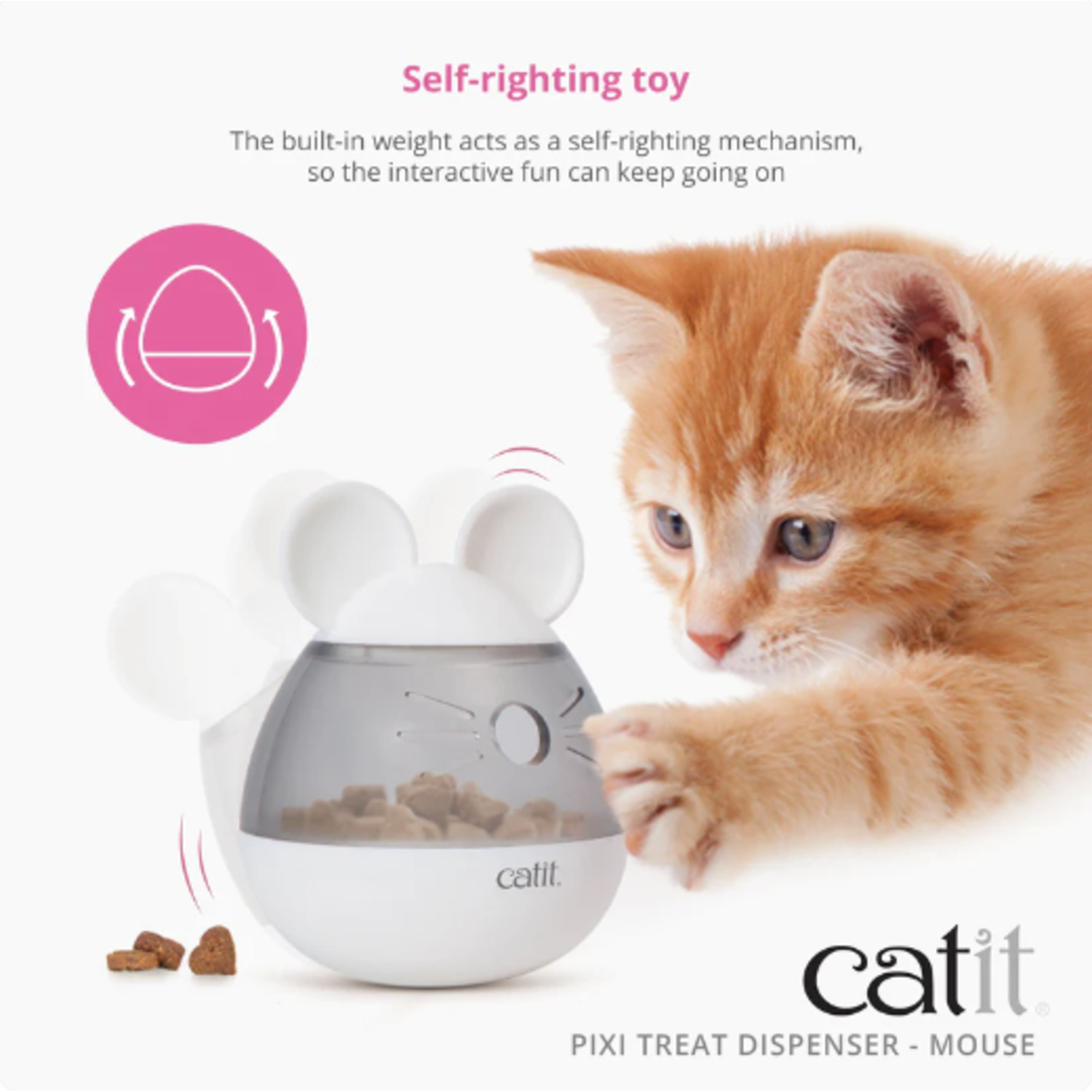 Catit Pixi Treat Dispensing Interactive Cat Toy, Mouse - 3.2"