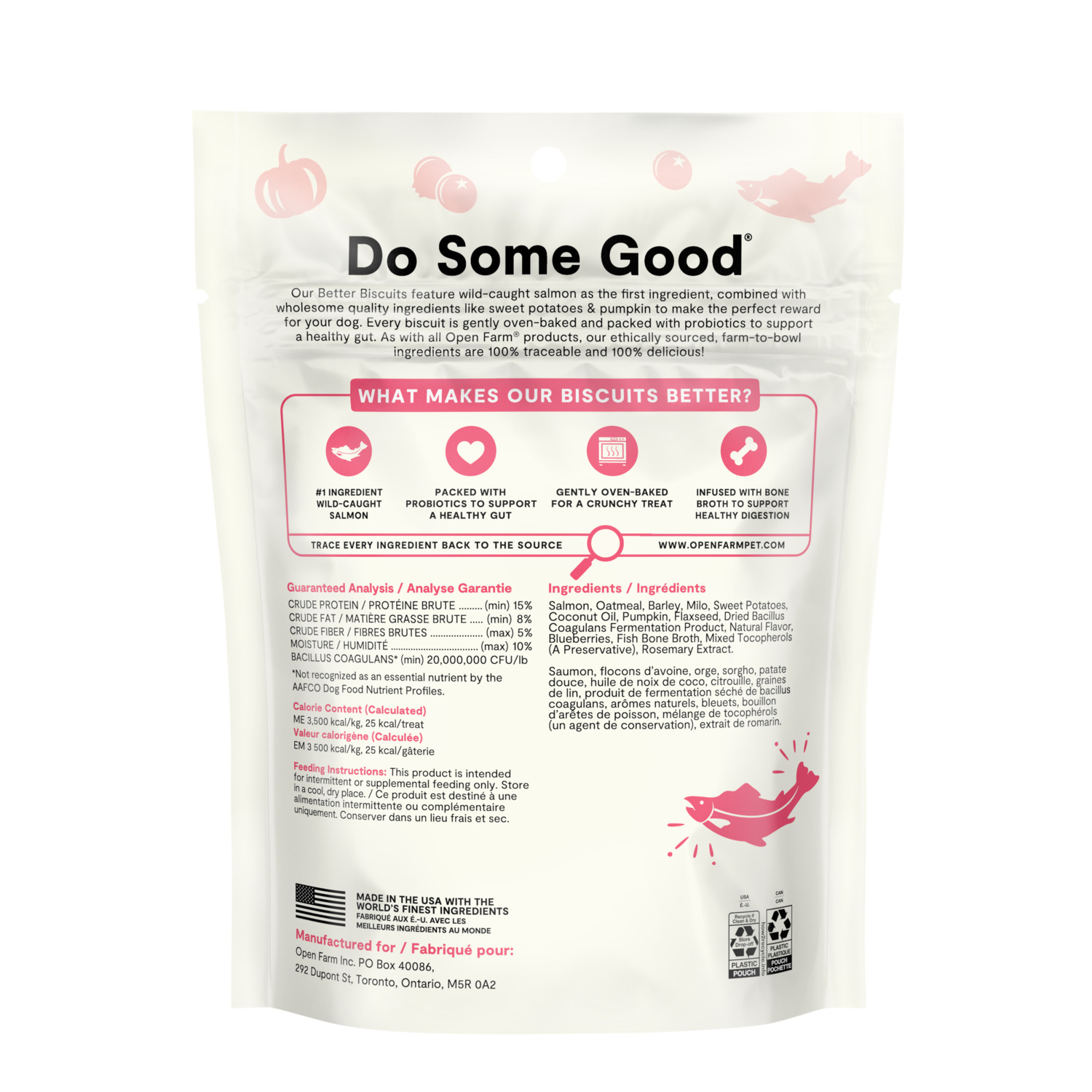 Open Farm Better Biscuits Wild-Caught Salmon Recipe Crunchy Dog Treats, 8Oz