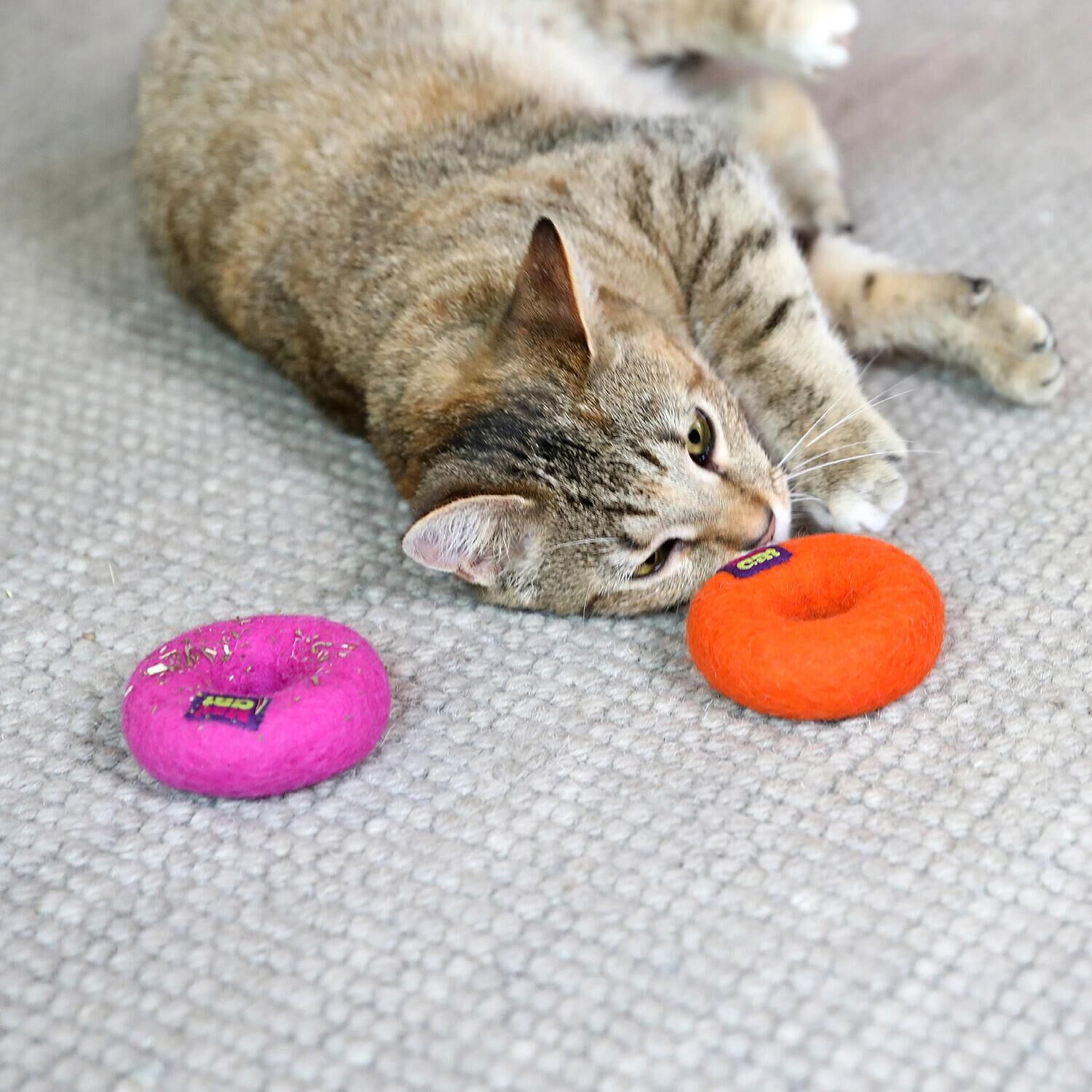 Mad Cat Wacky Wool Rings Catnip Cat Toys, 2 Pack