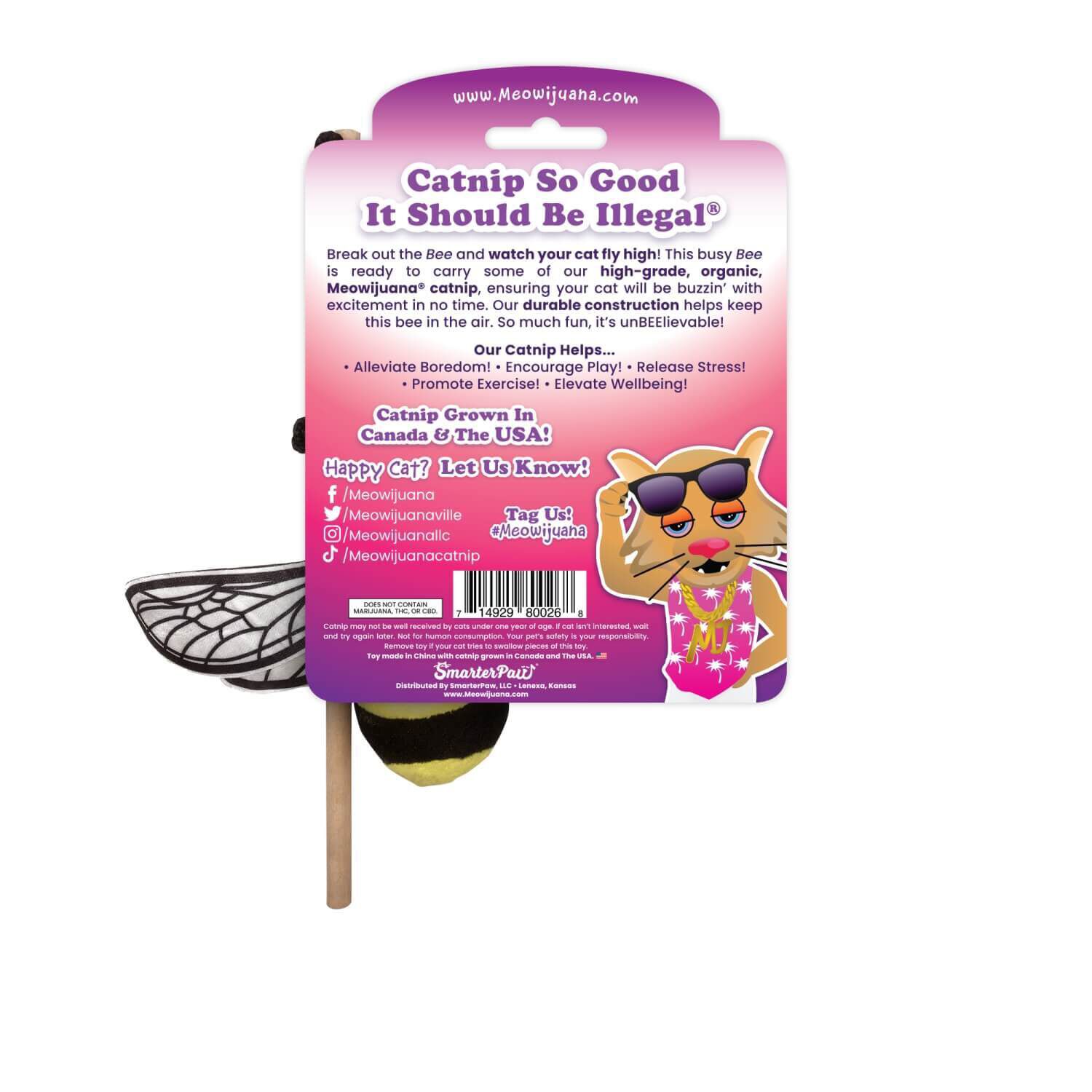 Meowijuana "Get Buzzed" Bee Refillable Catnip Wand Cat Toy