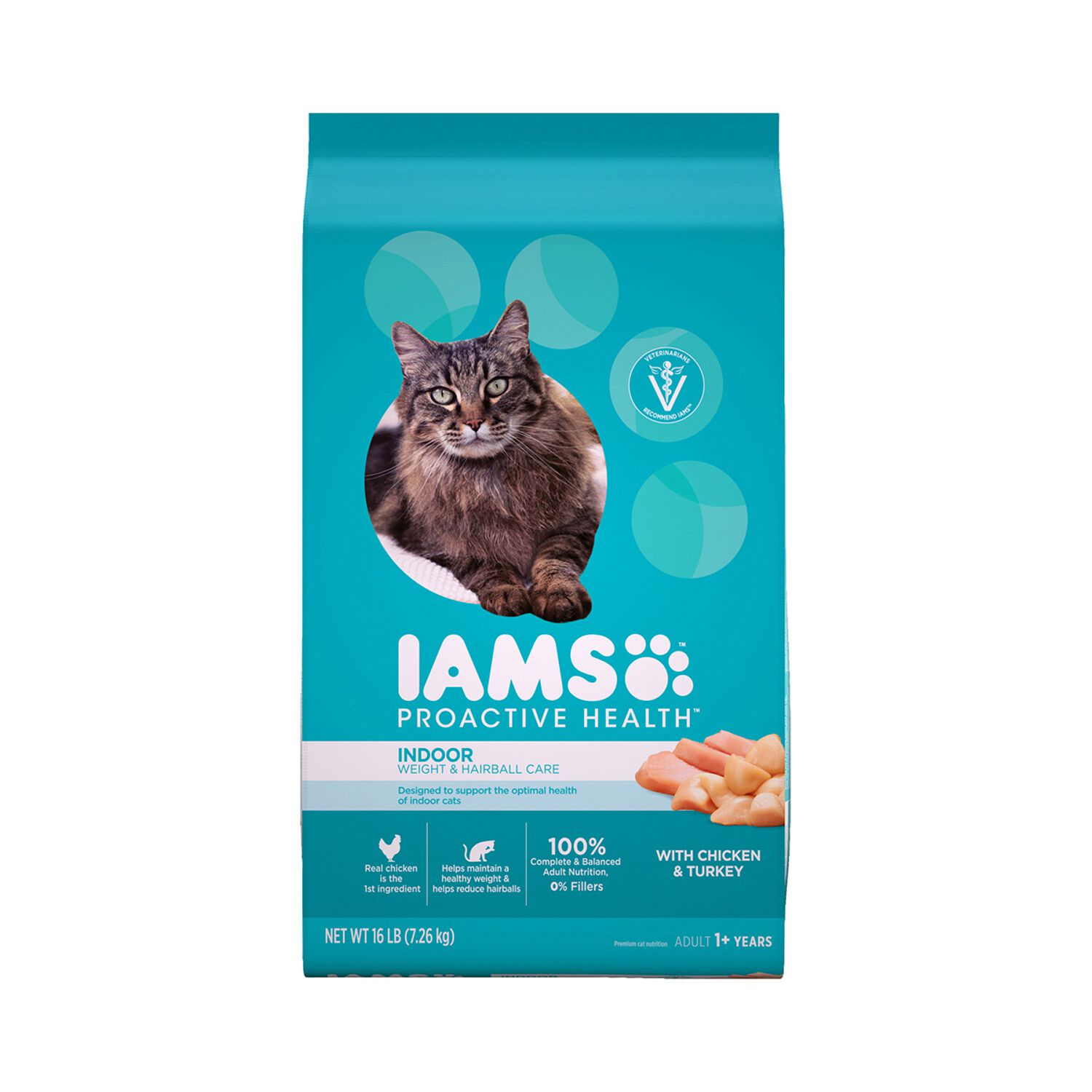 Iams Proactive Health Weigth Control & Hairball Care Indoor Adult Dry Cat Food, Chicken & Turkey Recipe