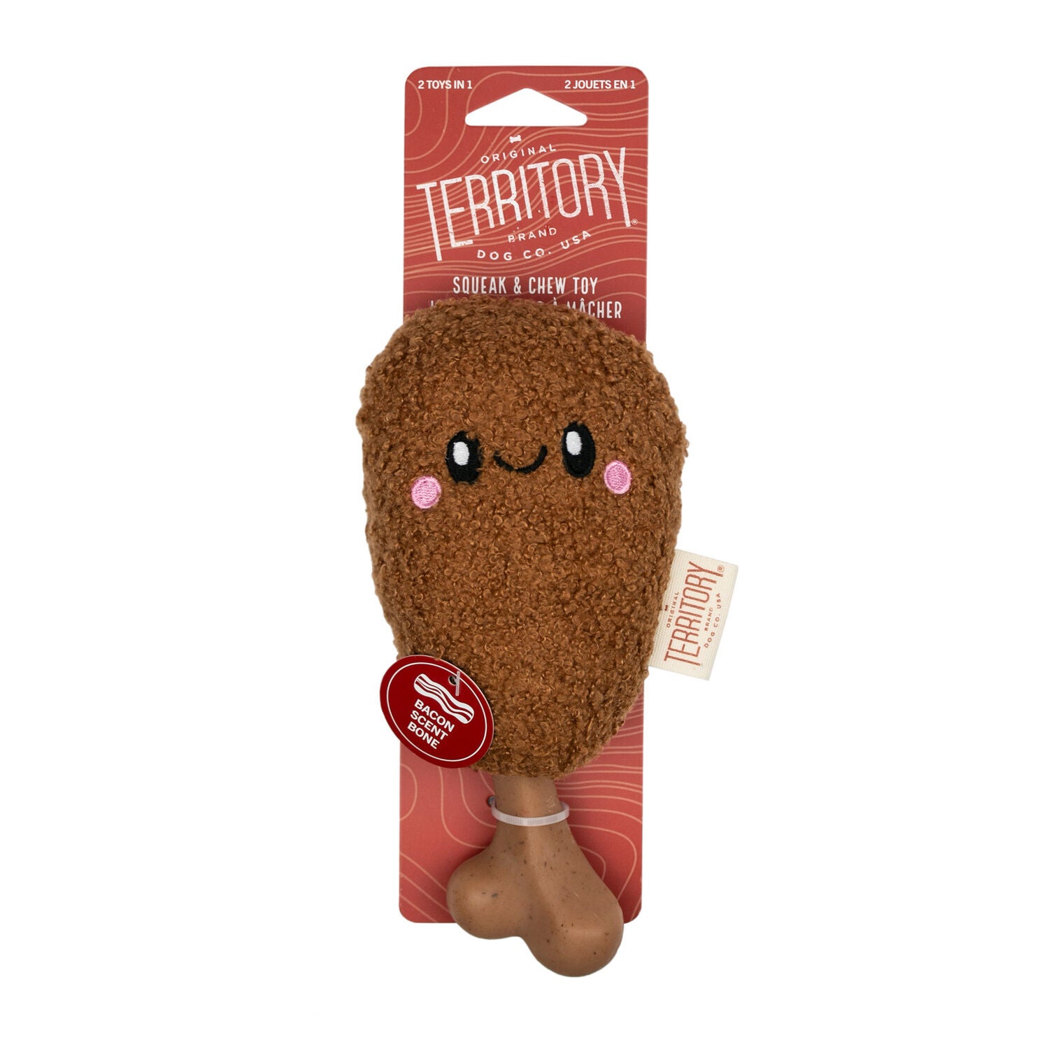 Territory Chicken Leg Bone 2-In-1 Squeak & Chew Dog Toy, 8"