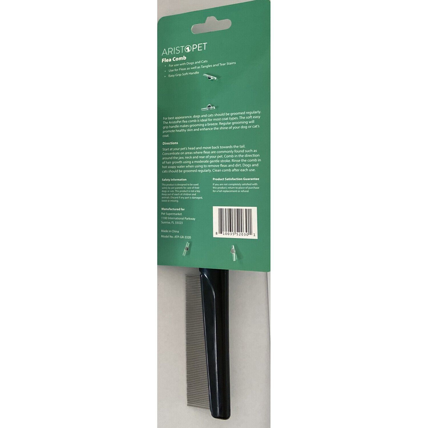 Aristopet Flea Comb With Comfort Handle Dog Grooming Tool