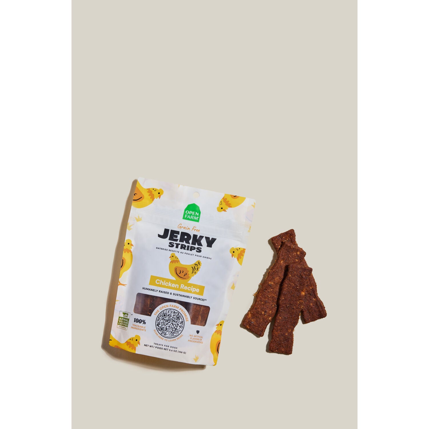 Open Farm Jerky Strips Grain Free Dog Treats, Chicken Recipe, 5.6Oz