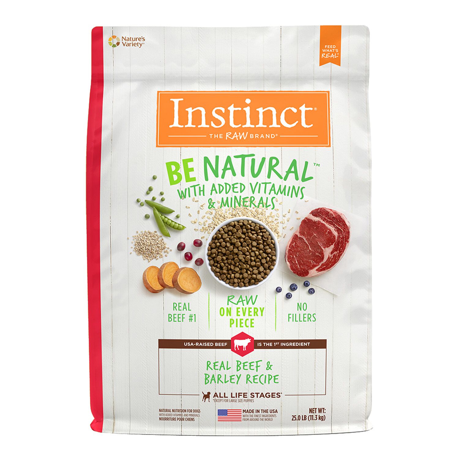 Instinct Be Natural Beef & Barley Recipe Dry Dog Food, 25Lb