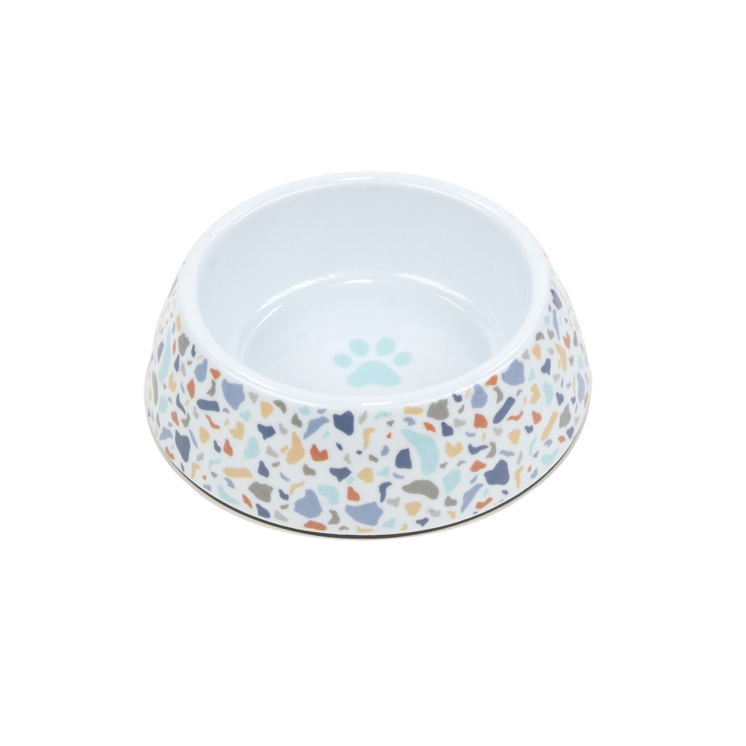 Simply Dog White Mosaic Plastic Dog Bowl, 7.4"