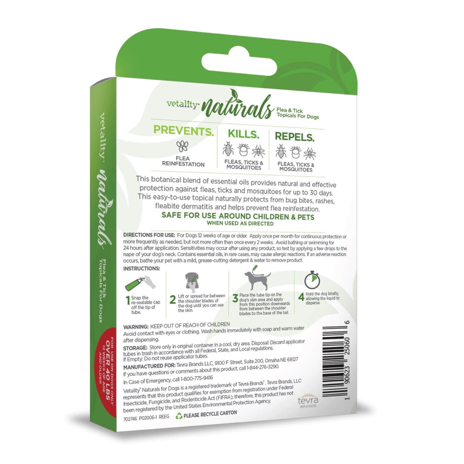 Vetality Naturals Flea & Tick Topicals For Dogs&nbsp; 40 Lbs