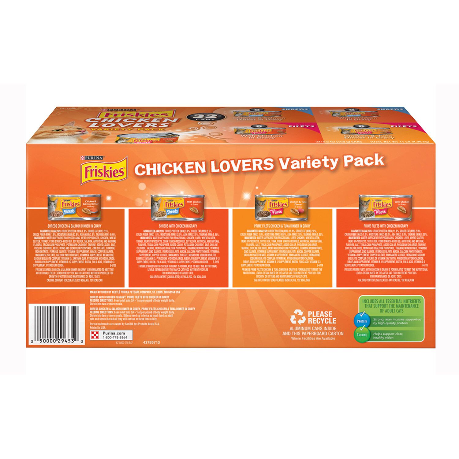 Friskies Chicken Lovers Wet Cat Food Variety Pack With 32 5.5 Oz Cans
