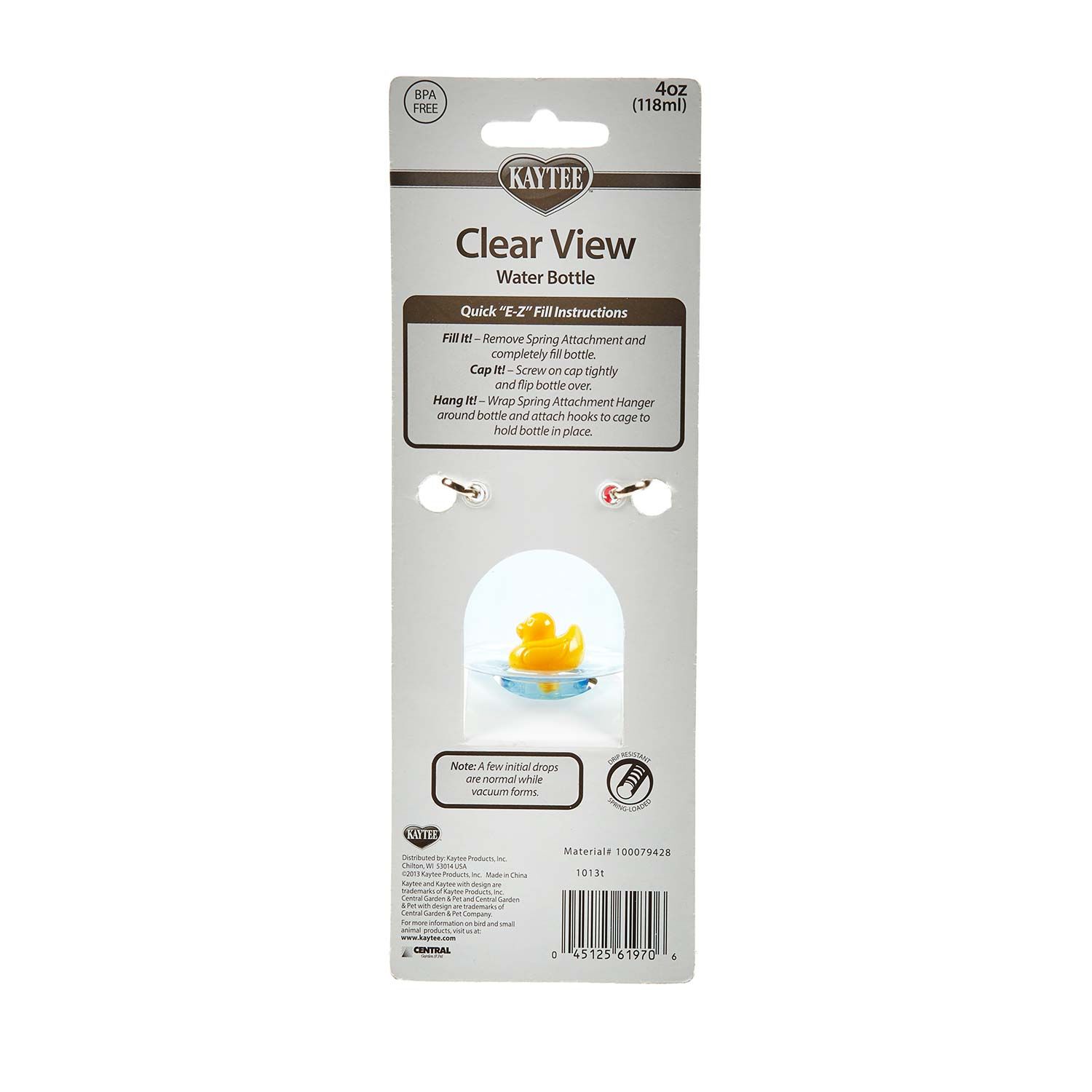 Kaytee Clear Water Bottle, Single For Small Animals