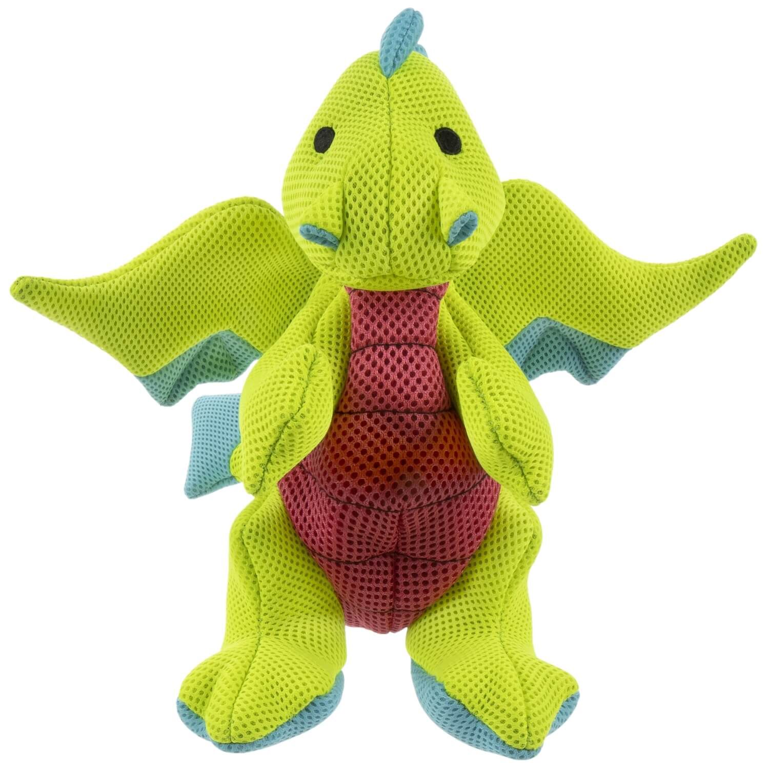 Godog Dragons Plush Squeaky Dog Toy With Double Chew Guard - Green
