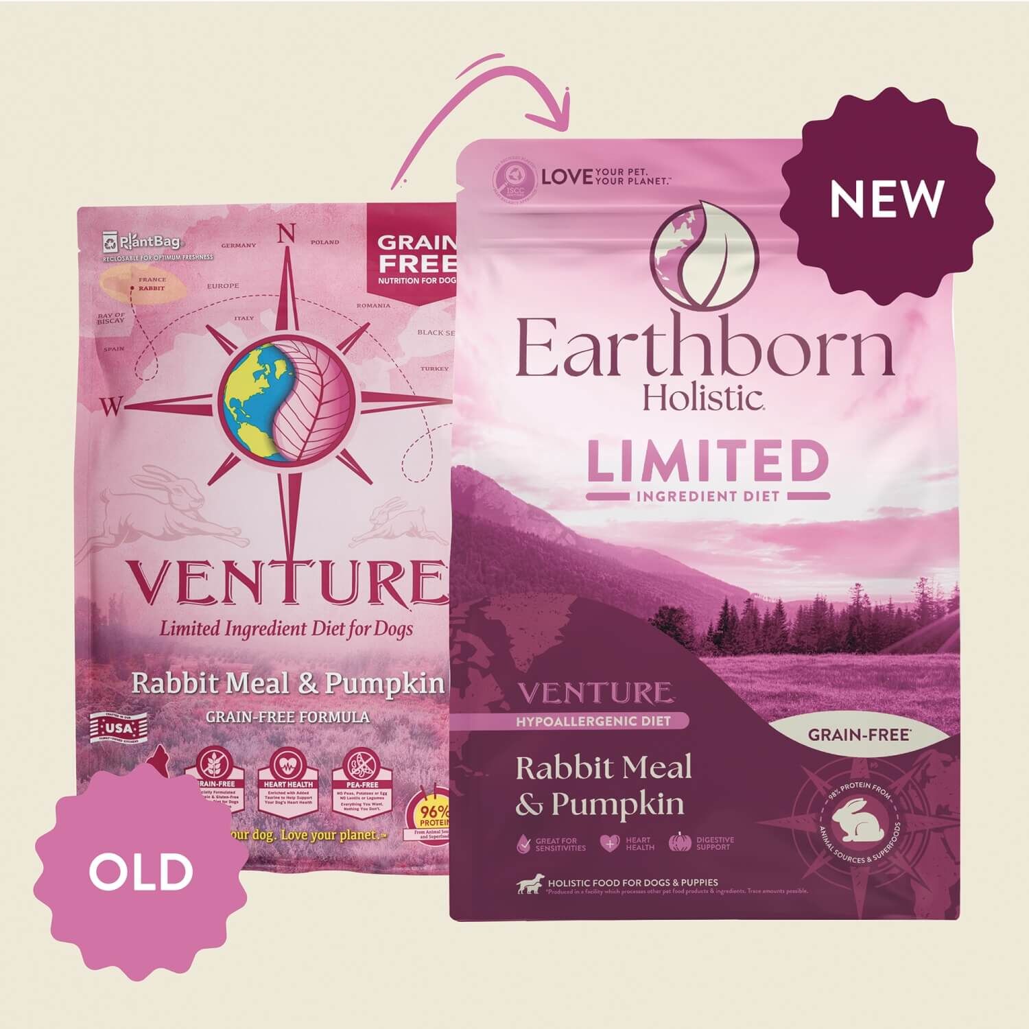 Earthborn Holistic Venture Limited Ingredient Rabbit Meal & Pumpkin Grain-Free Dry Dog Food