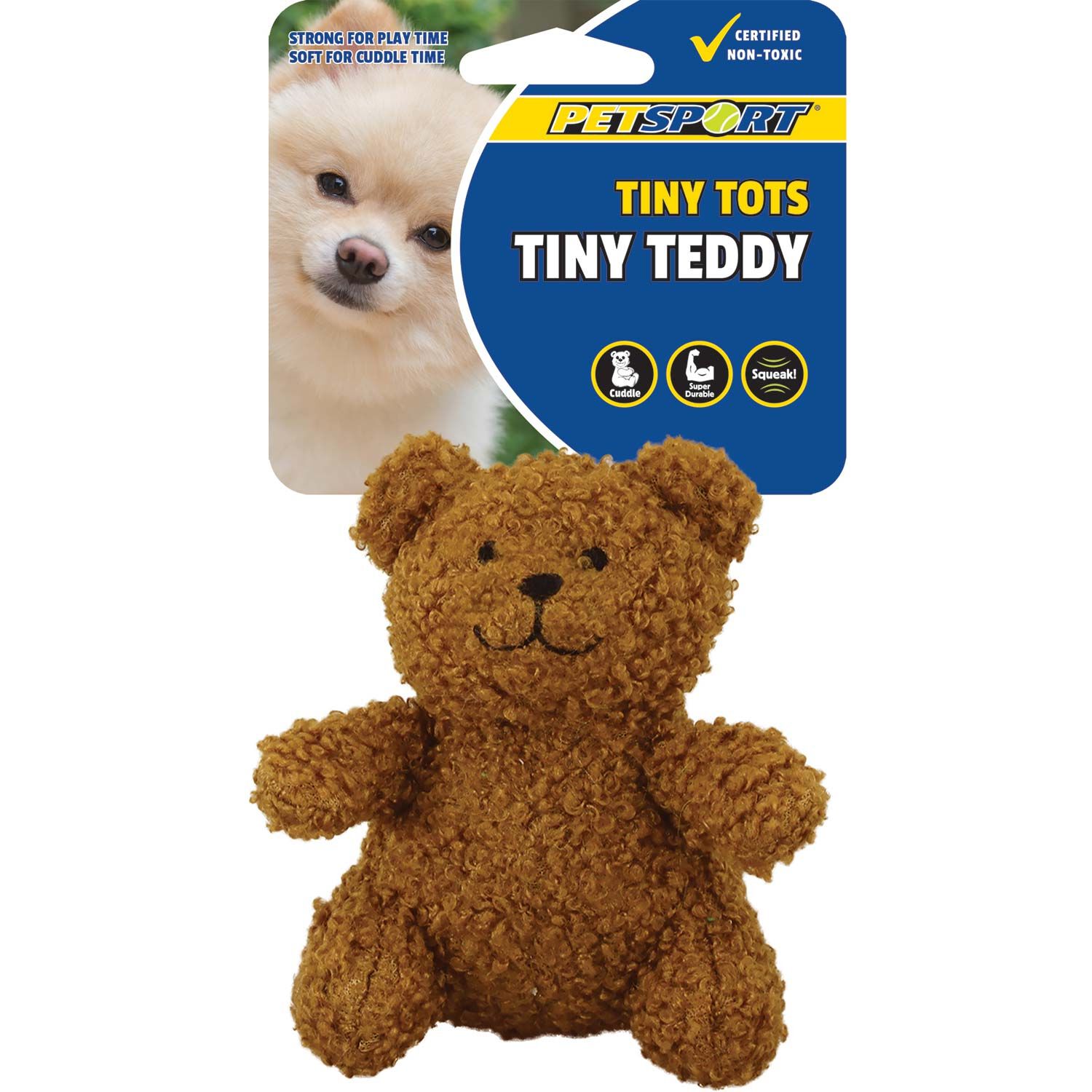Petsport Tiny Tots Tiny Teddy Squeaky Small Dog Toy, 4"