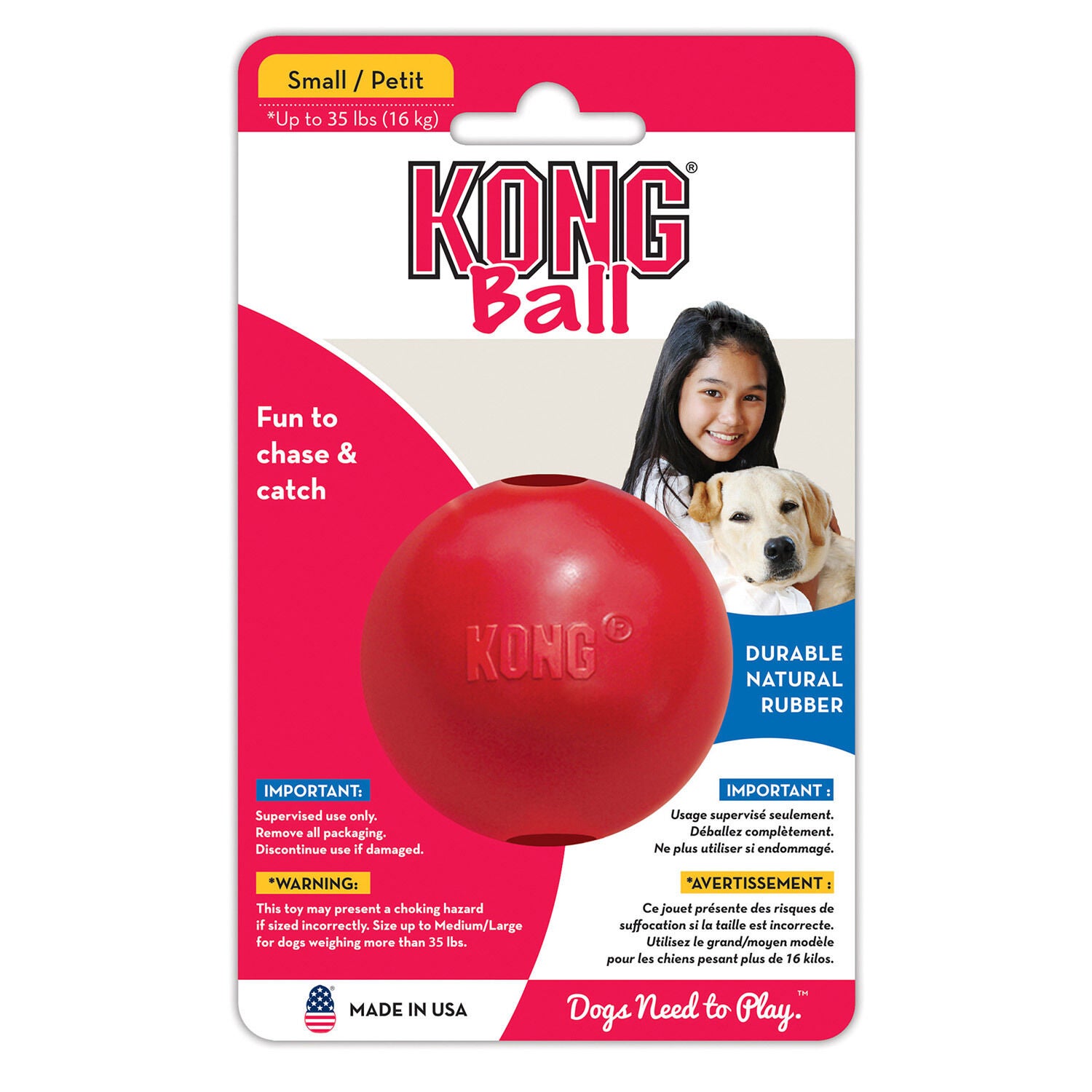 Kong Classic Red Rubber Ball Durable Dog Toy, 2.5"