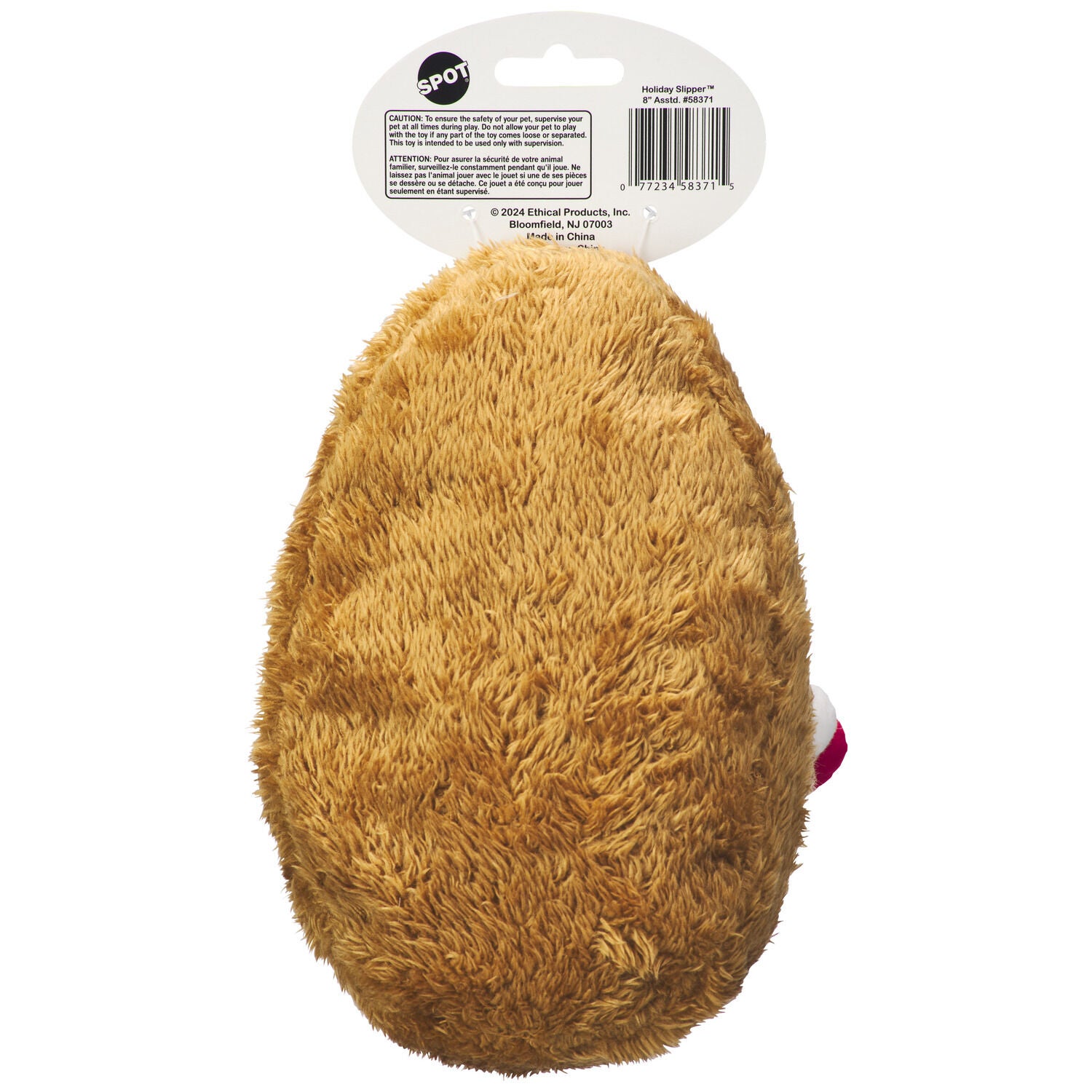 Spot Holiday Slippers Plush Crinkle & Squeak Dog Toy, 8" Assorted, 1 Each