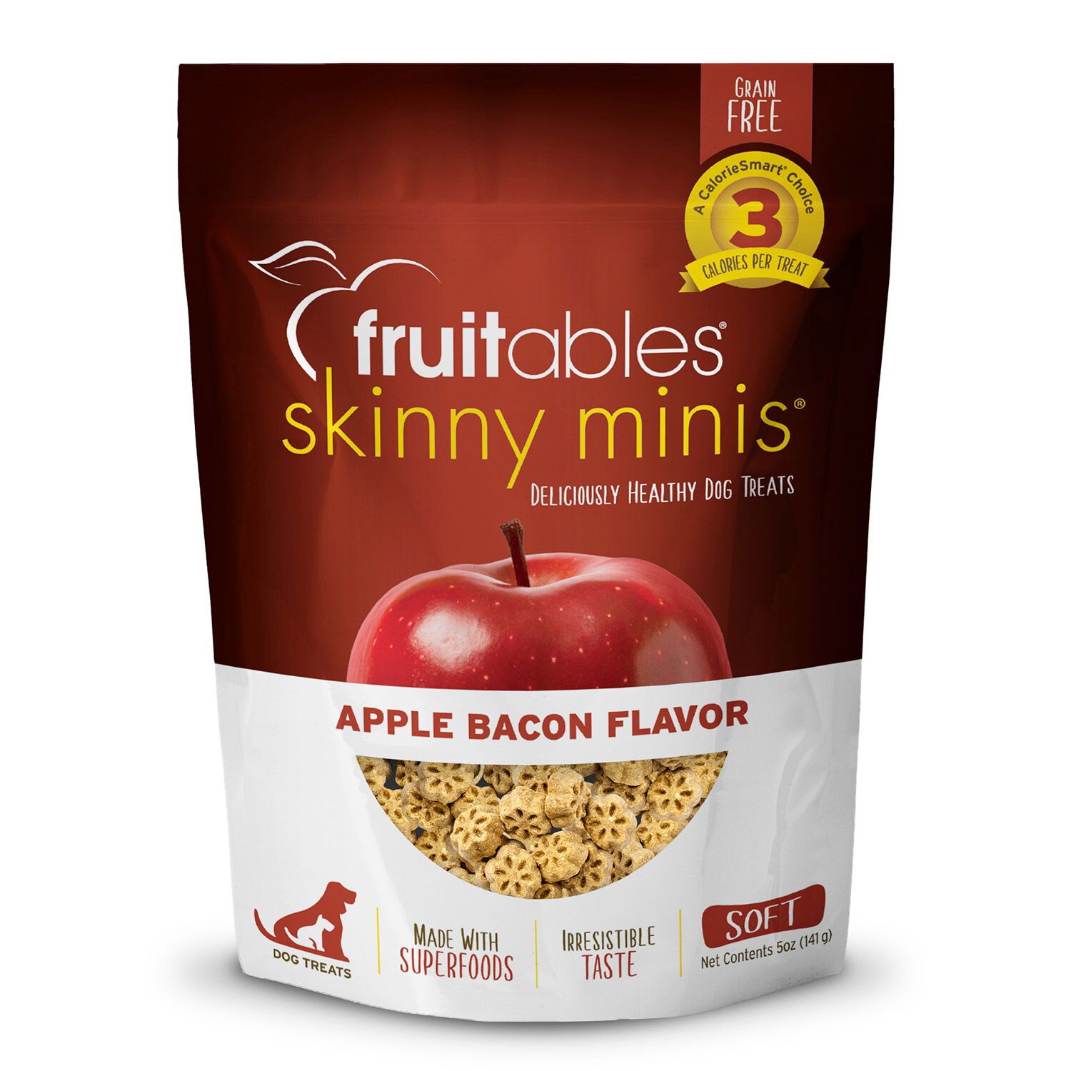 Fruitables Skinny Minis Healthy Low Calorie Dog Treats, Apple & Bacon Flavor
