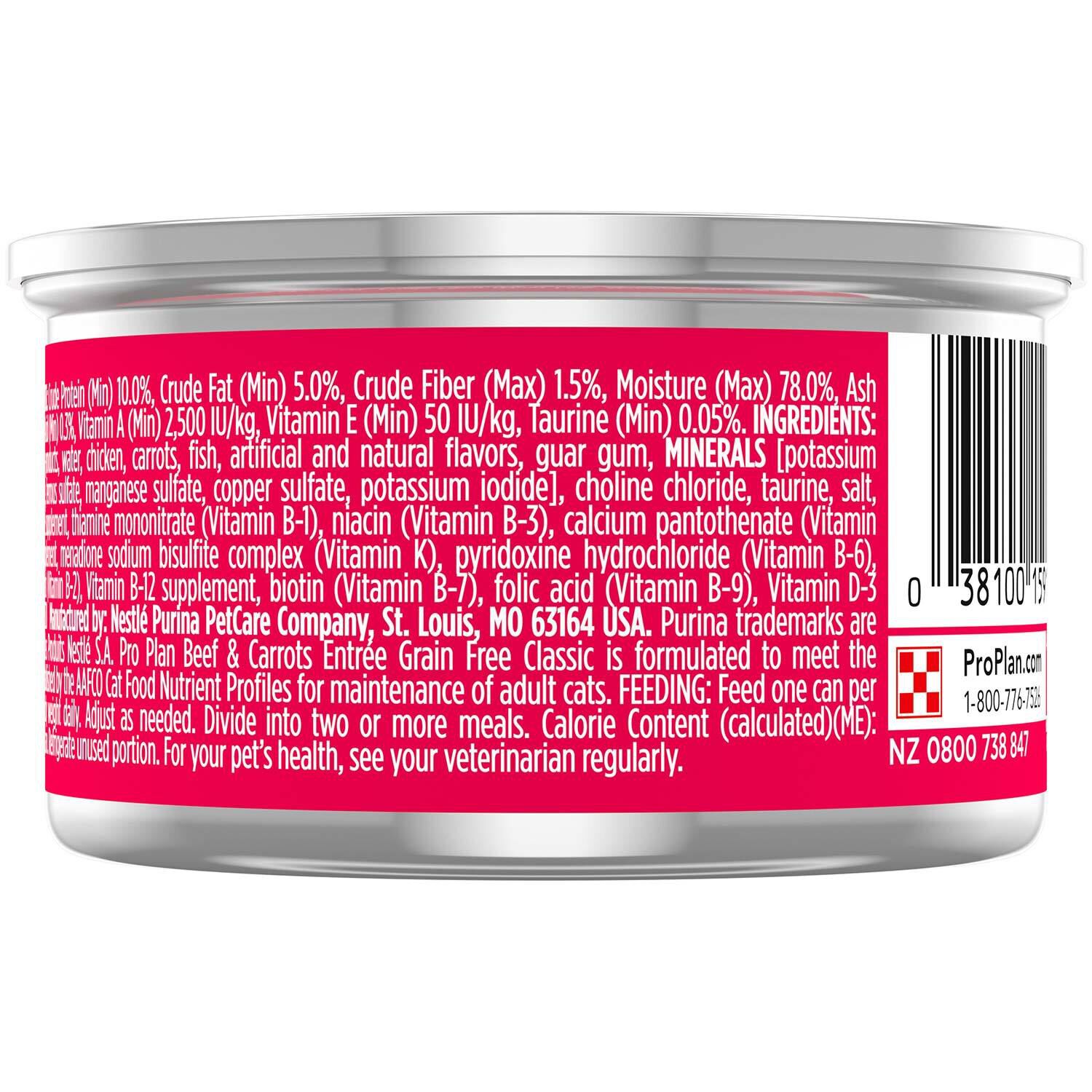 Purina Pro Plan Grain Free Classic Adult Beef & Carrots Entree Cat Food