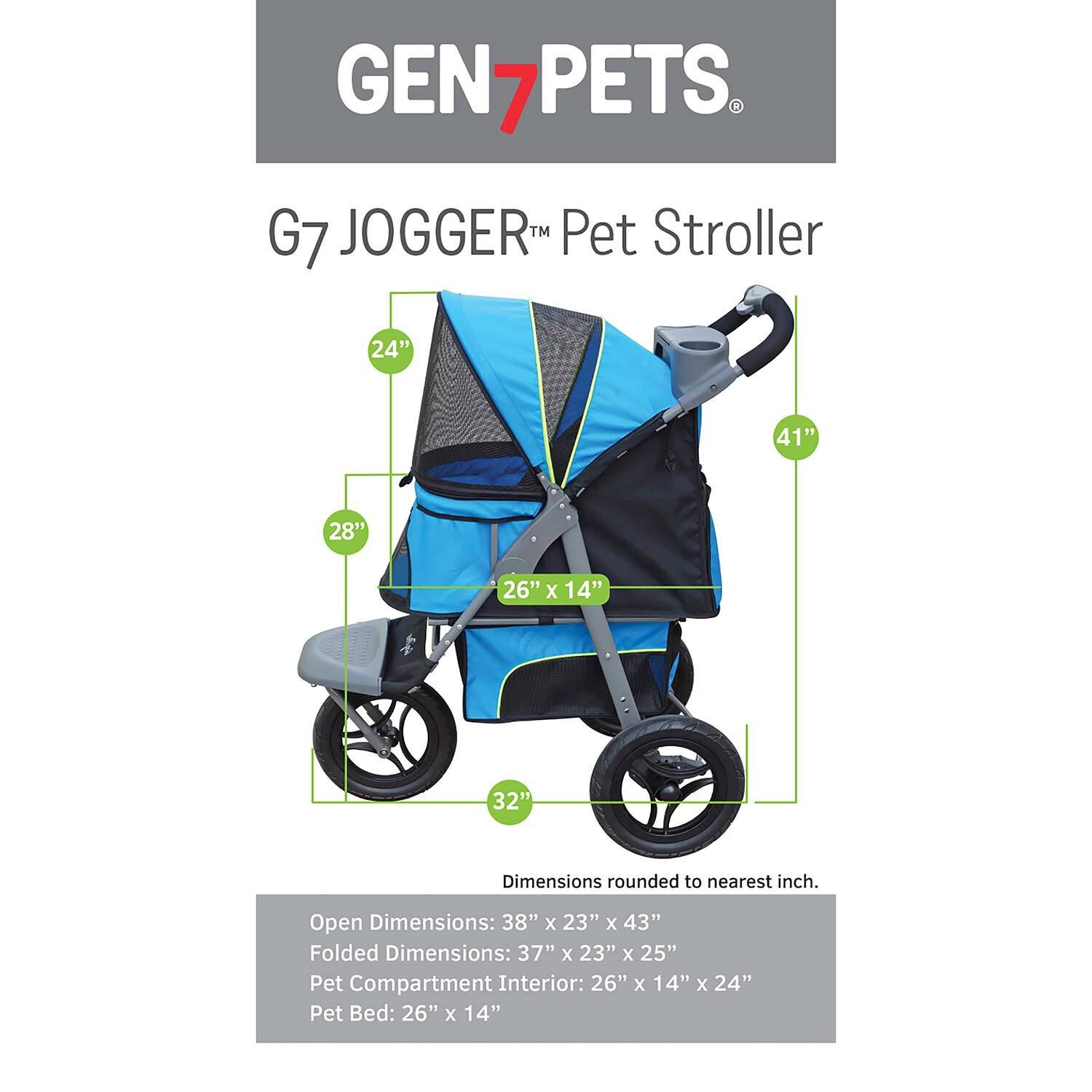 Gen7pets Jogger Pet Stroller, Trailblazer Blue, 26"