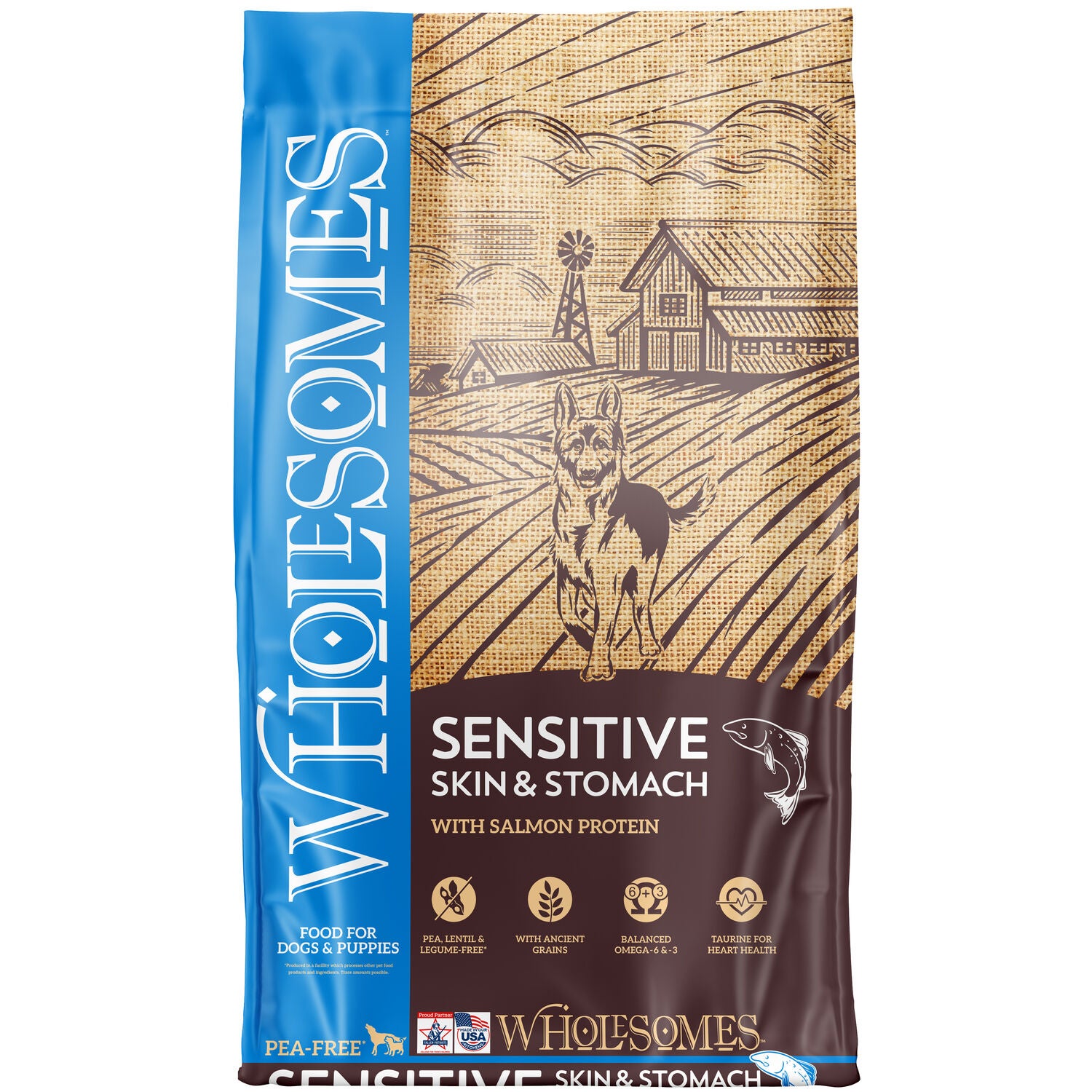 Wholesomes Sensitive Skin And Stomach Dry Dog Food, Salmon, 30Lb