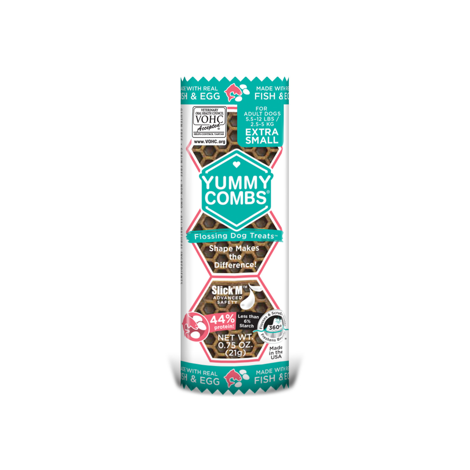 Yummy Combs Extra Small Dog Dental Treats, Fish & Egg, 3 Pack