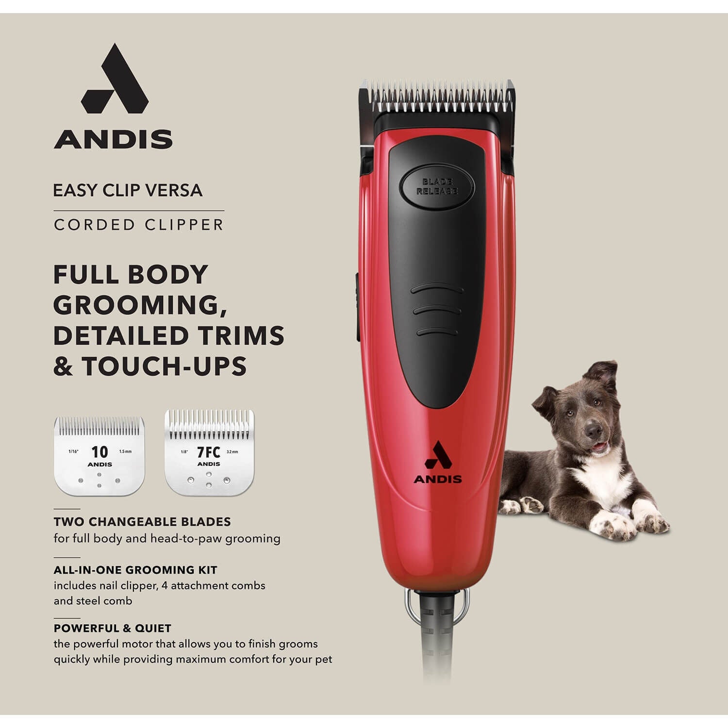 Andis Easy Clip Versa Dog Clippers - Red