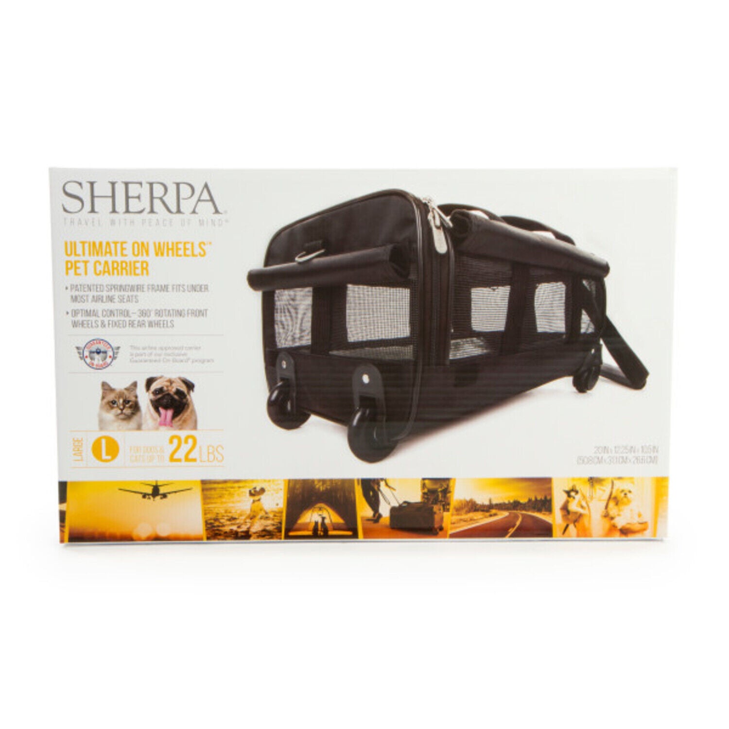 Sherpa Ultimate On Wheels Airline Approved Soft Sided Dog & Cat Carrier, Black, Large