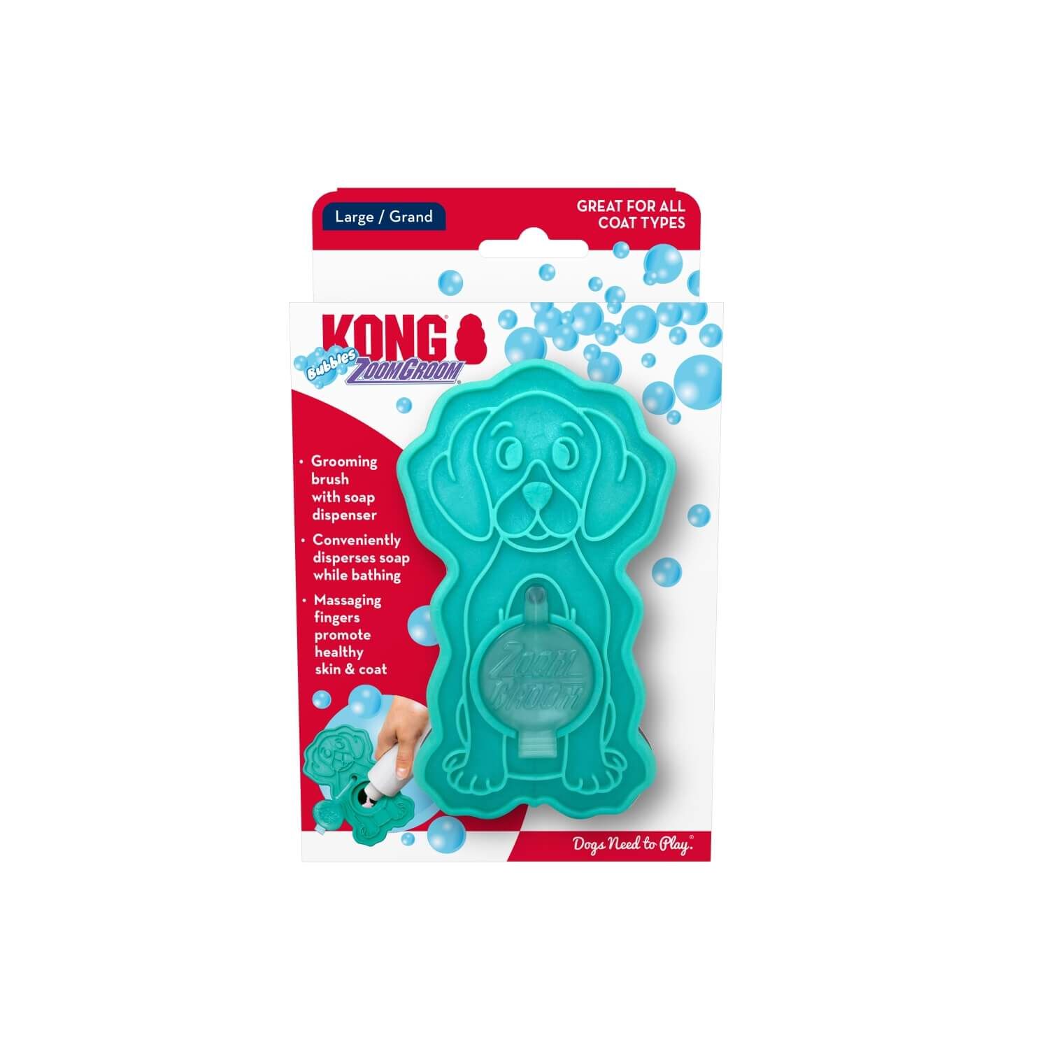 Kong Zoomgroom&reg; Bubbles Soap Dispensing Dog Brush, Large