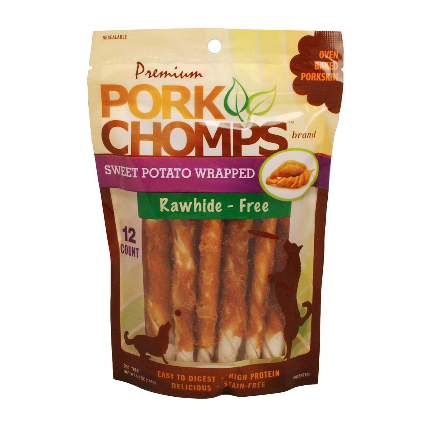 Pork Chomps Sweet Potato Flavor Twists Dog Treats, 12-Pack