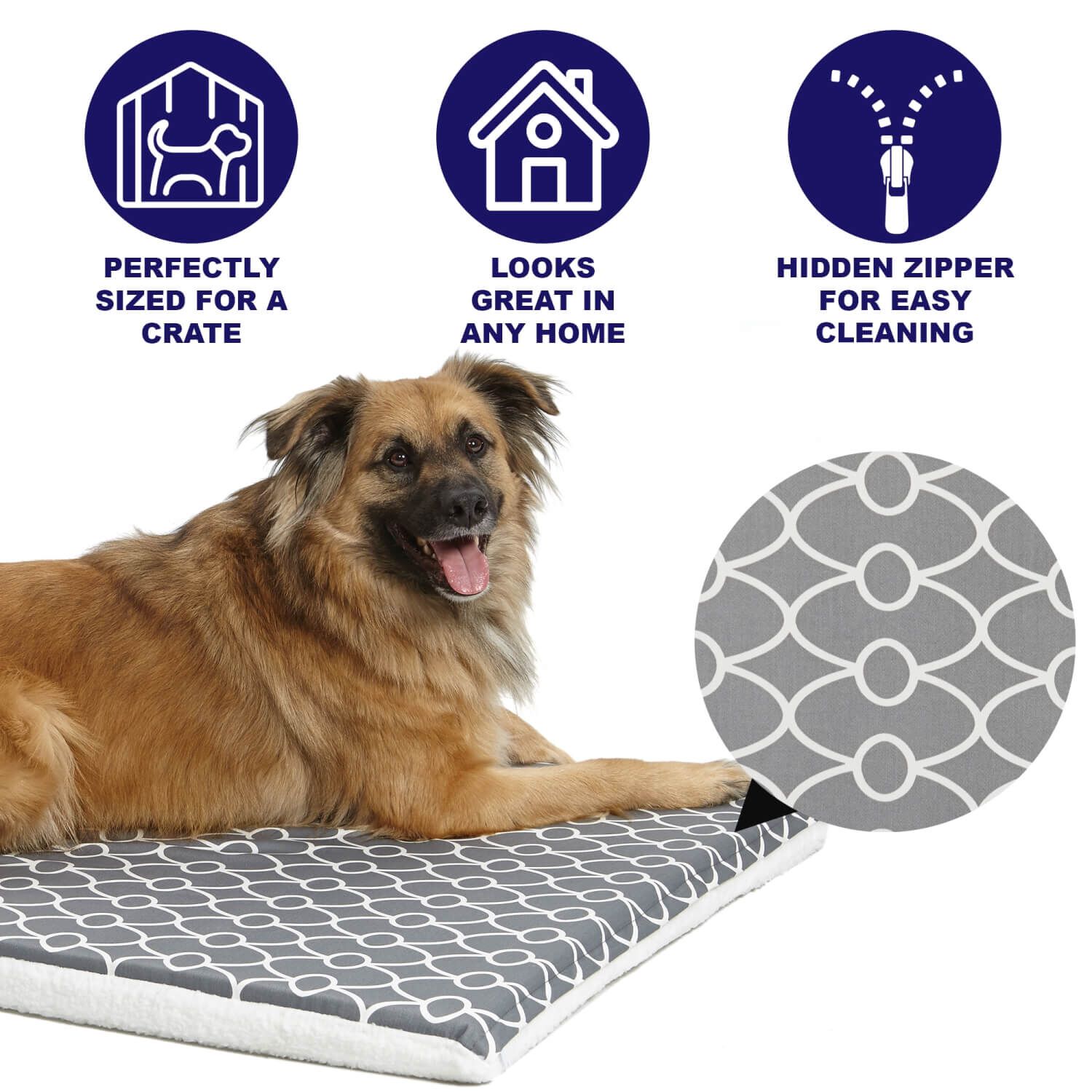 Midwest Quiet Time Reversible Pet Bed Gray/Fleece