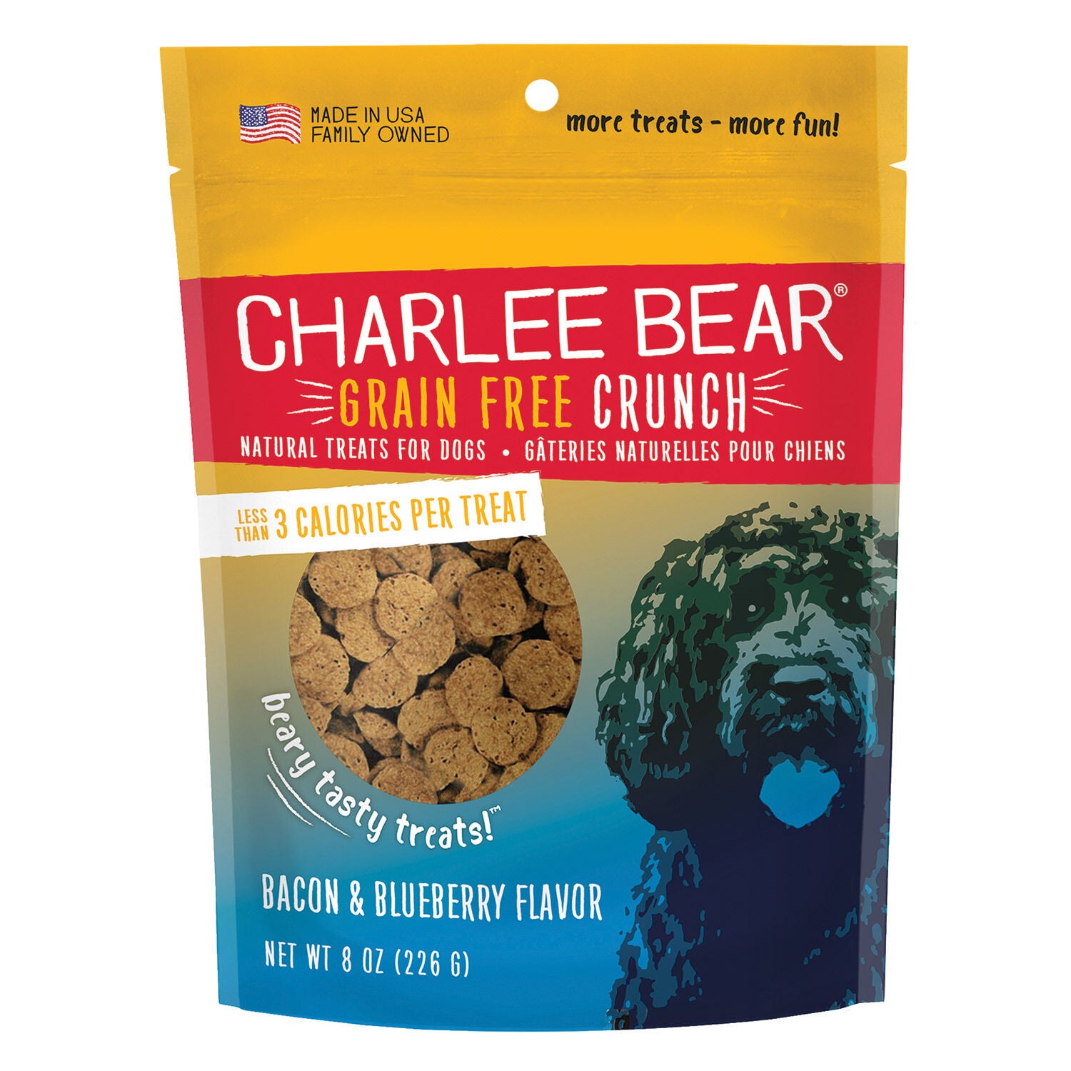 Charlee Bear Grain Free Crunch Bacon & Blueberry Flavor Low Calorie Dog Treats