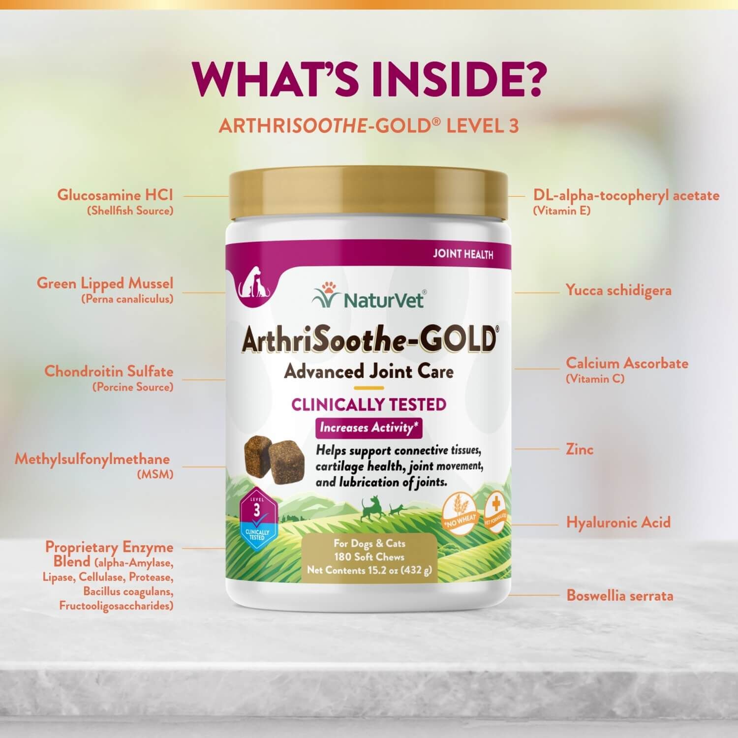 Naturvet Arthrisoothe-Gold Advanced Joint Care Soft Chew Dog & Cat Supplements
