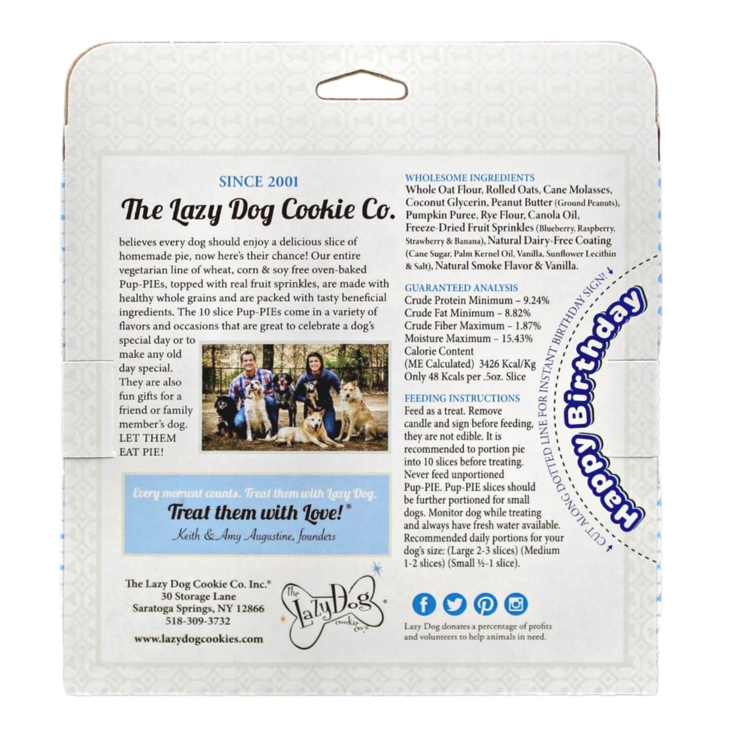 The Lazy Dog Cookie Co Happy Birthday Pup-Pie Dog Treat For A Charming Boy, 5Oz Pie