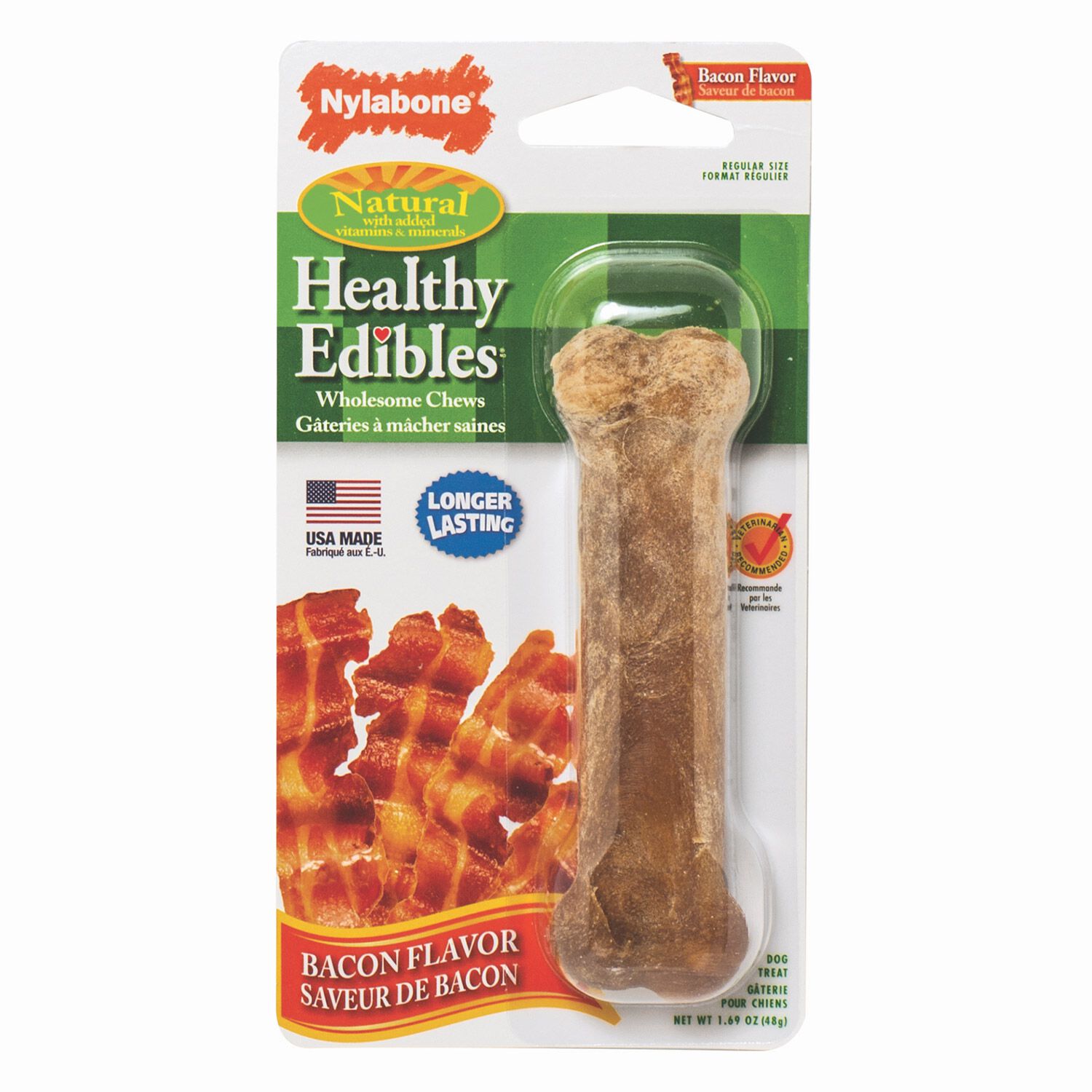 Nylabone Healthy Edibles Bacon Flavor Regular Dog Treat