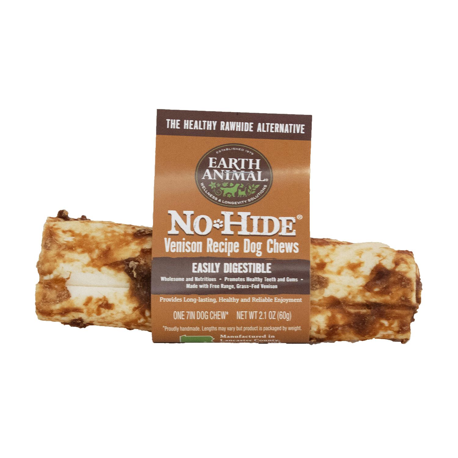 Earth Animal No-Hide Rawhide Alternative Dog Treat Chew, Venison
