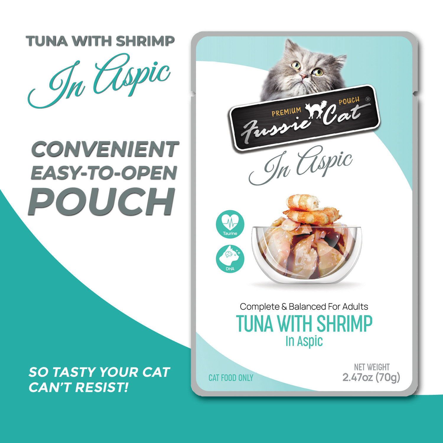Fussie Cat Premium Tuna With Shrimp In Aspic Wet Cat Food, 2.47-Oz