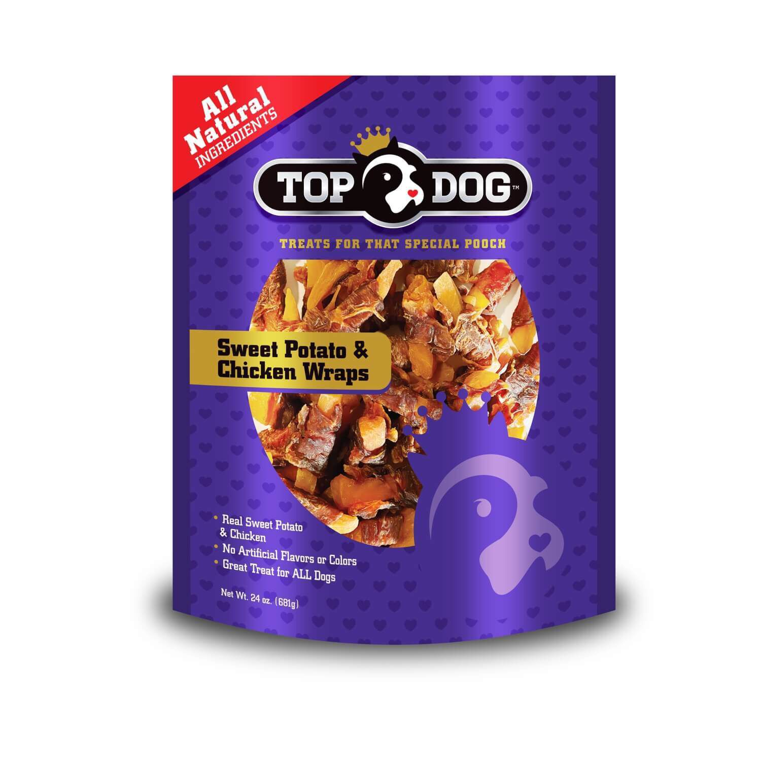 Top Dog Sweet Potato & Chicken Wraps Natural Dog Treats